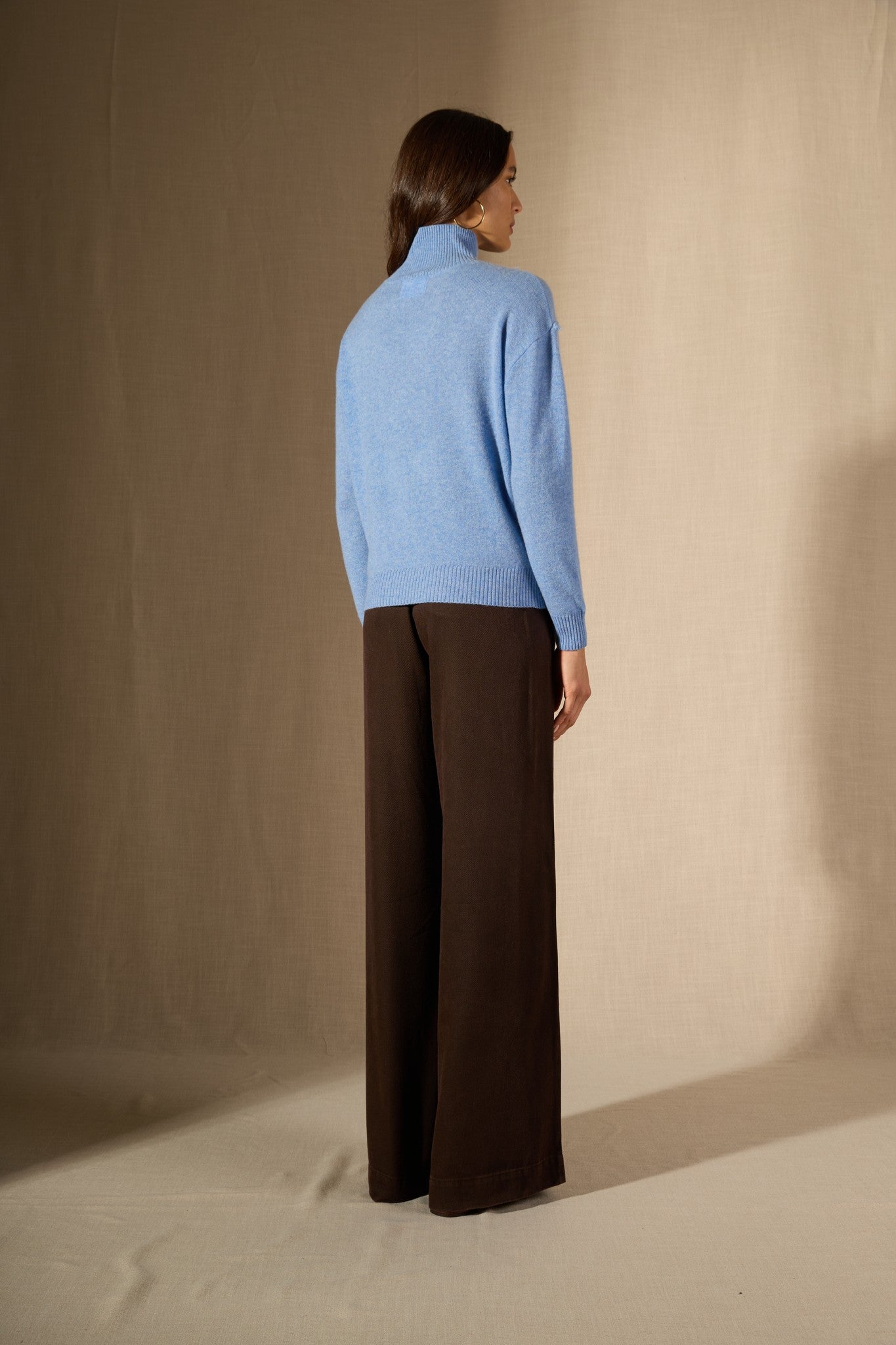 selania pull col roulé sky 100% cachemire