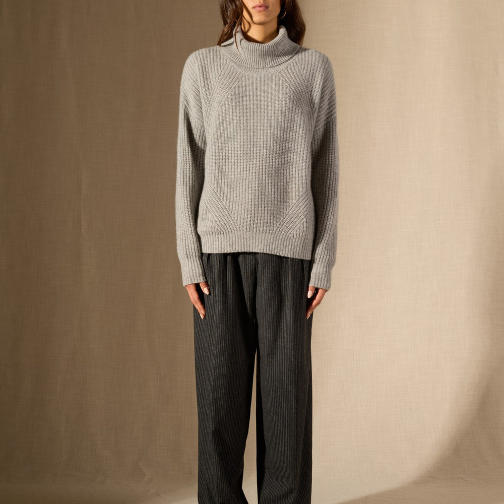 senge pull col roulé 6 fils nuage chiné 100% cachemire