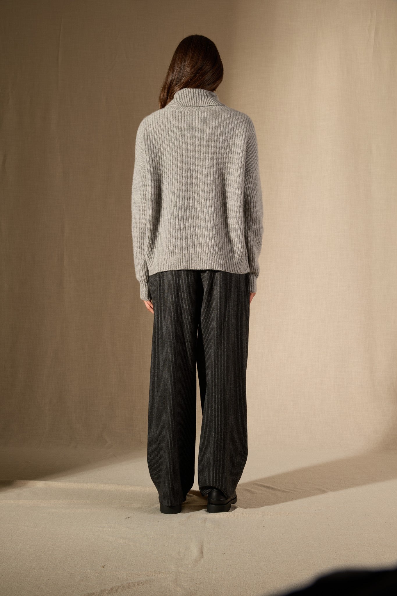 senge pull col roulé 6 fils nuage chiné 100% cachemire