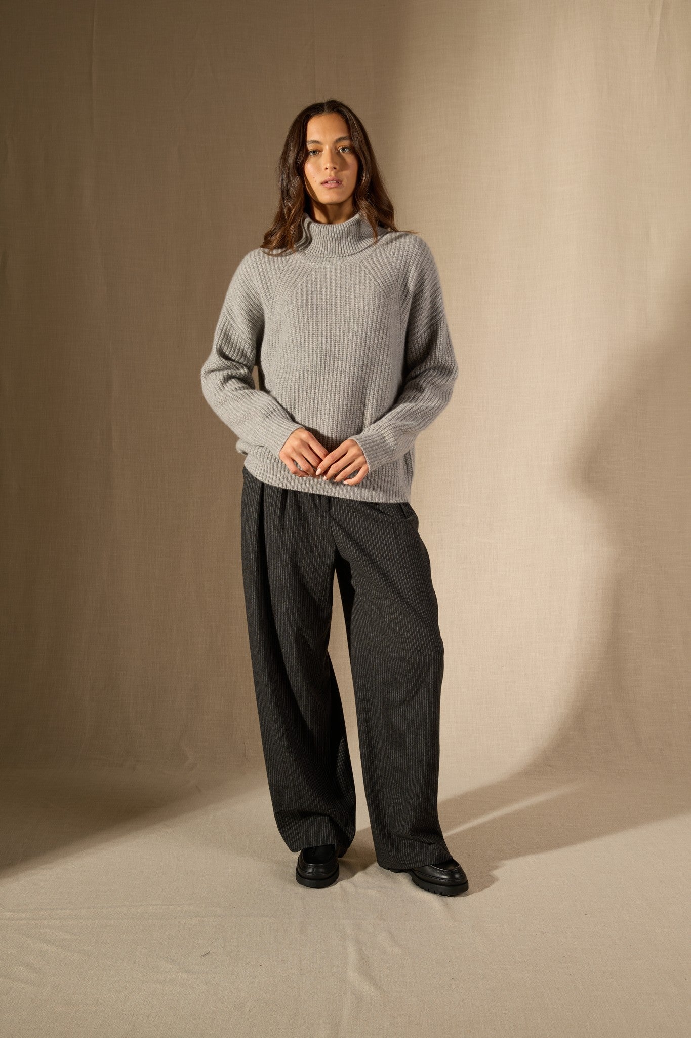 senge pull col roulé 6 fils nuage chiné 100% cachemire