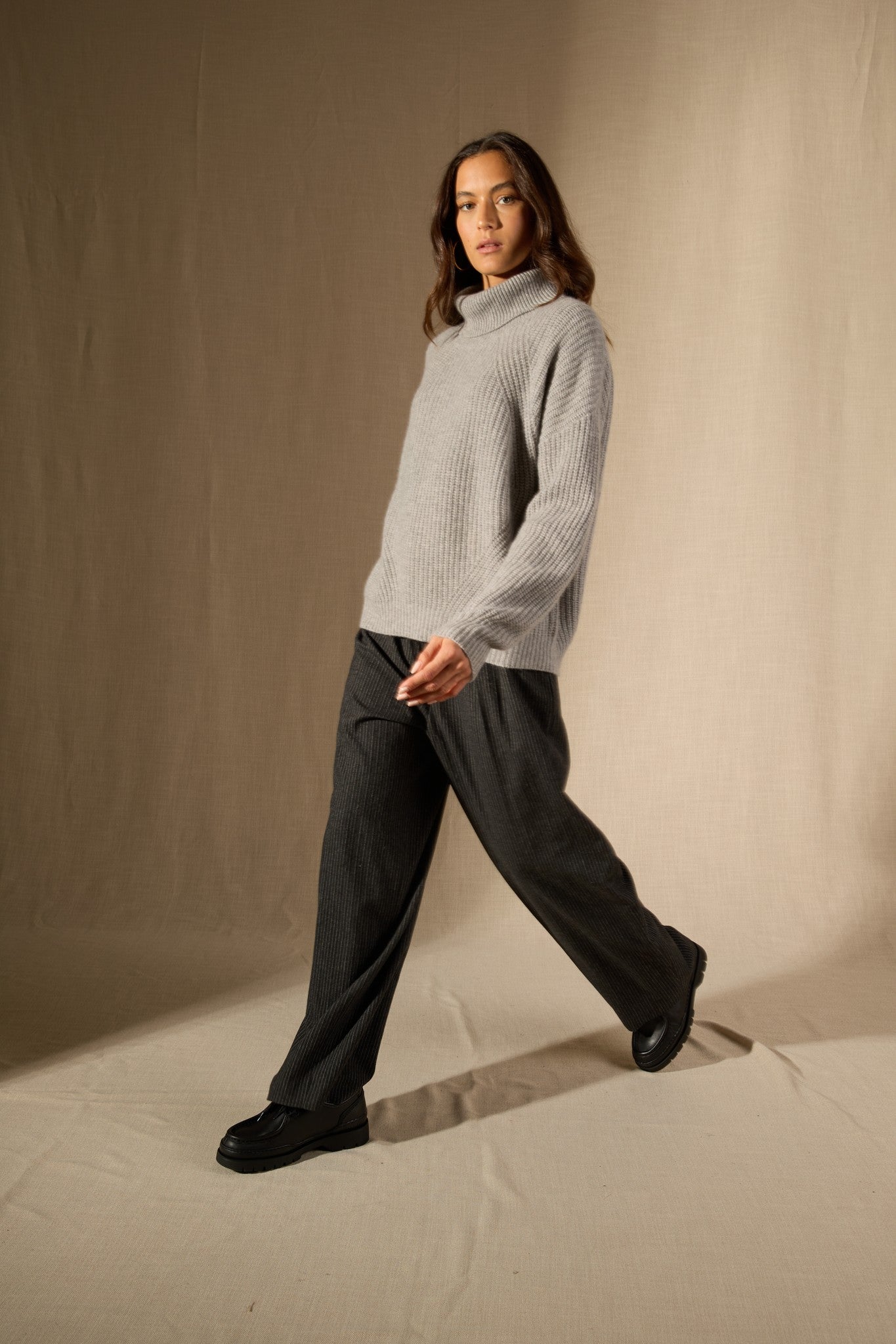 senge pull col roulé 6 fils nuage chiné 100% cachemire