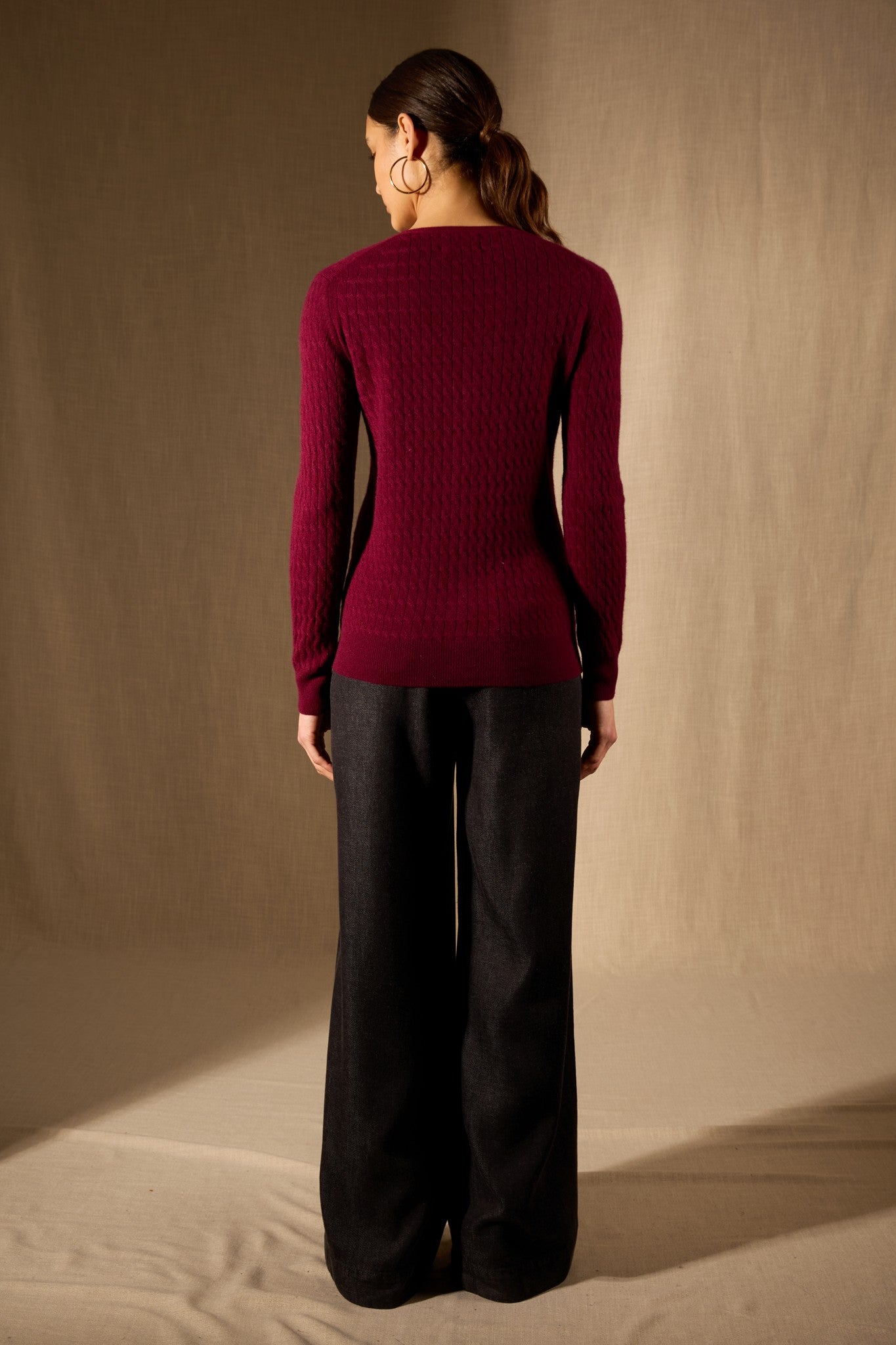 seraphina cardigan col v bordeaux 100% cachemire