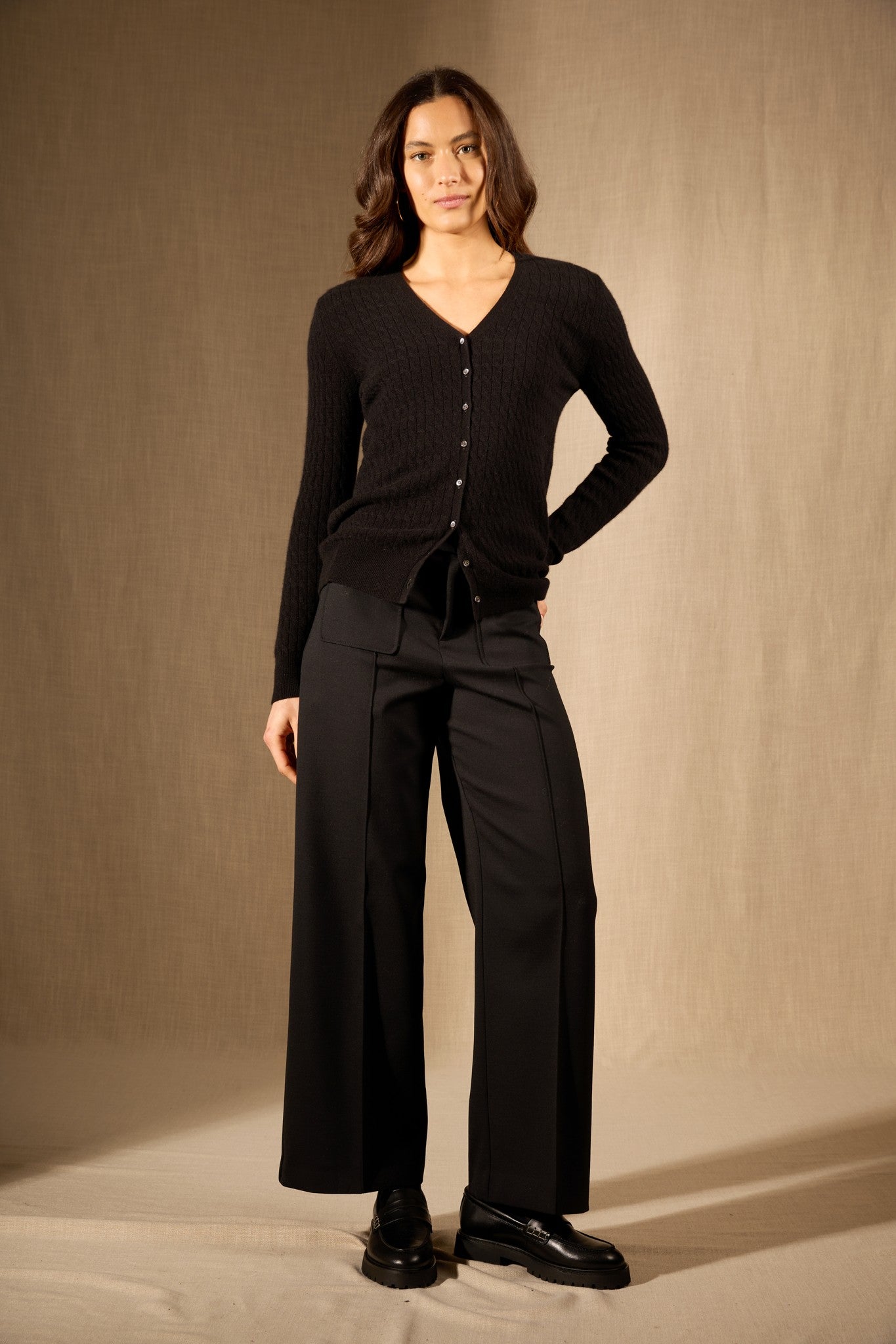 seraphina cardigan col v noir 100% cachemire