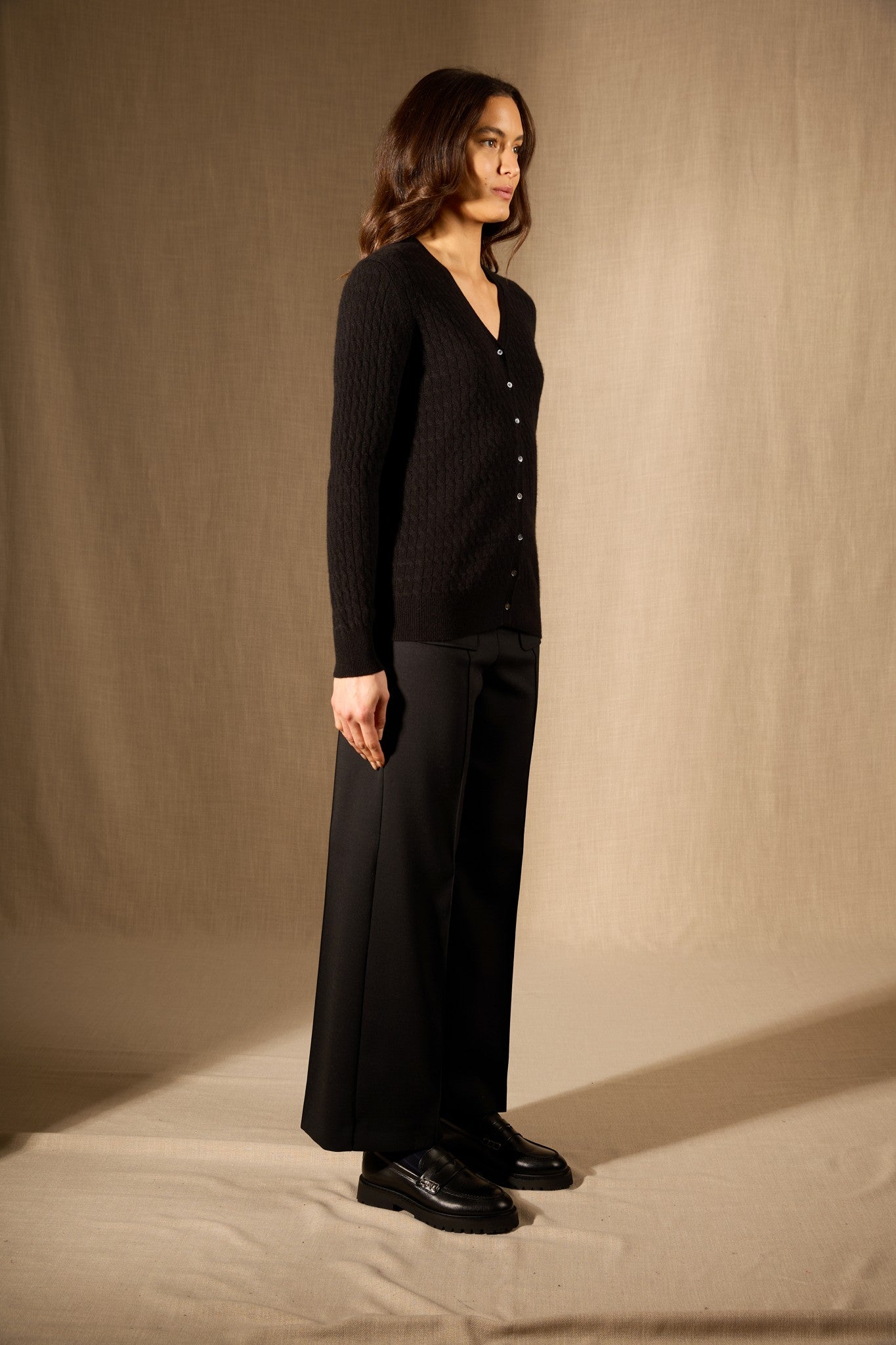 seraphina cardigan col v noir 100% cachemire