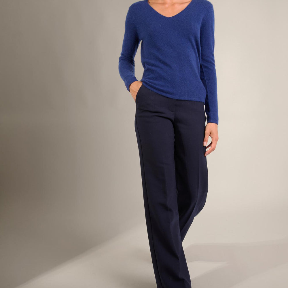 SHANNON pull col v  minuit 100% cachemire