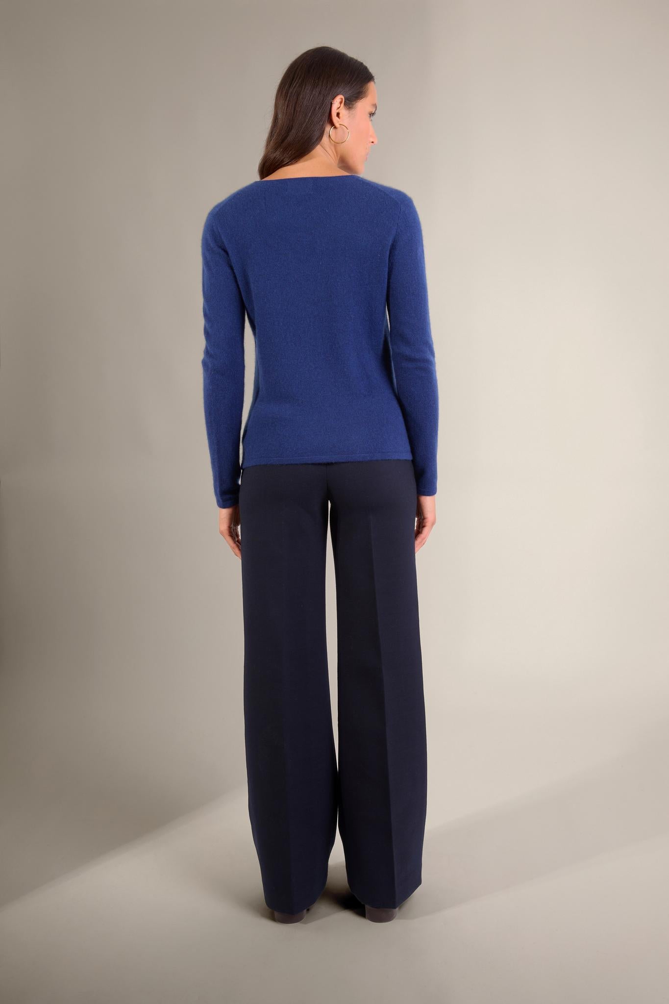 SHANNON pull col v  minuit 100% cachemire