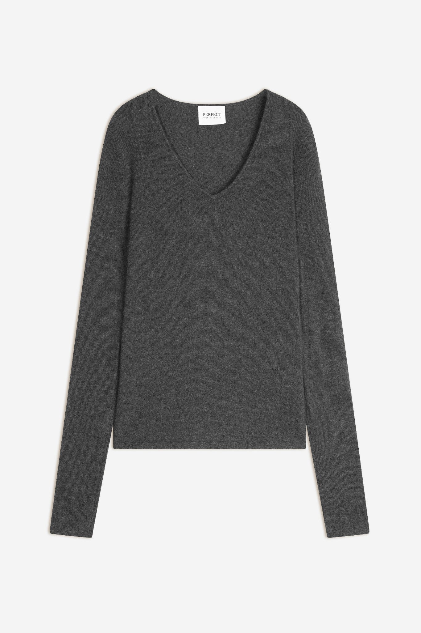 shannon pull col v anthracite chiné 100% cachemire