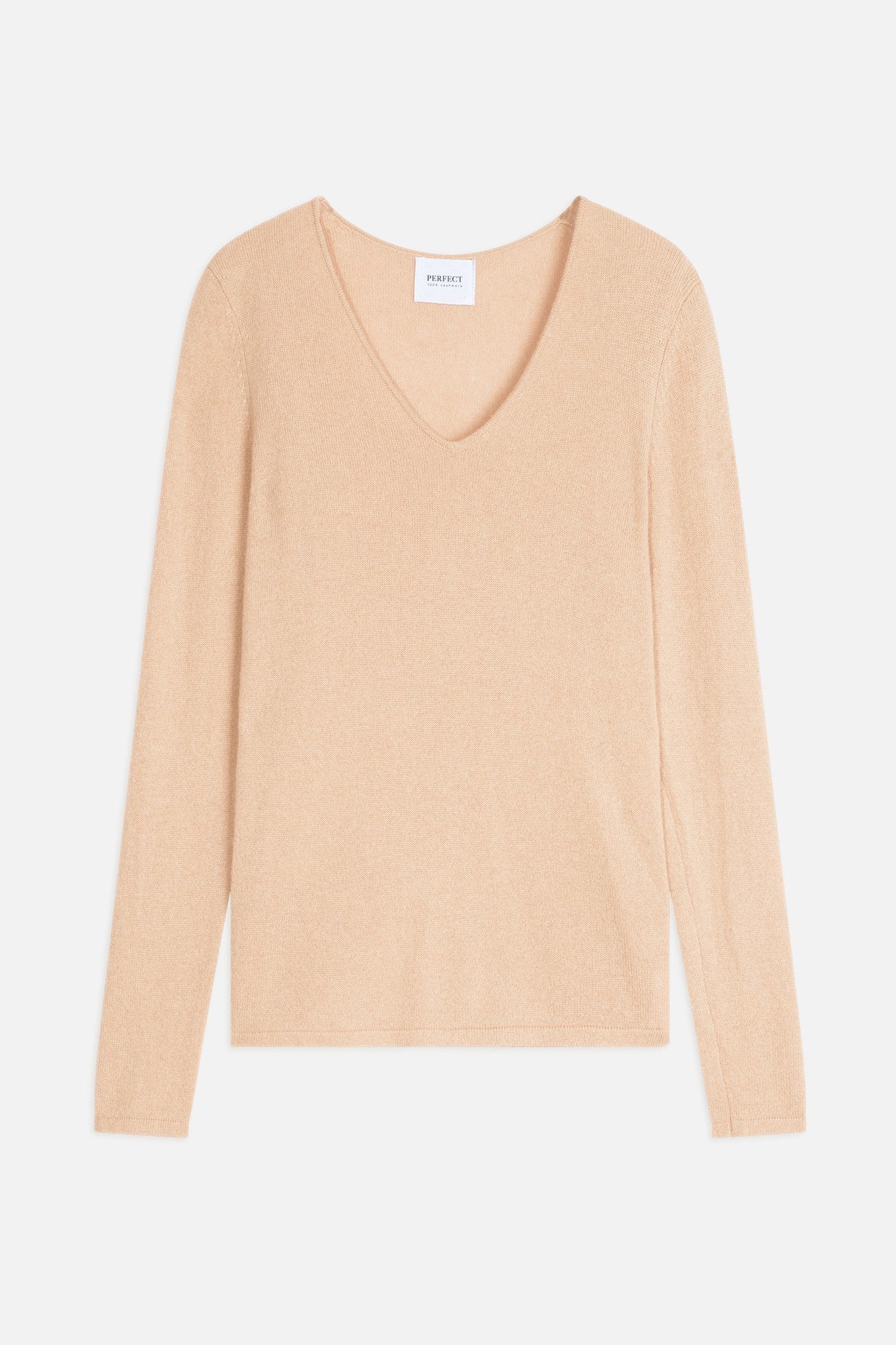 shannon pull col v beige 100% cachemire