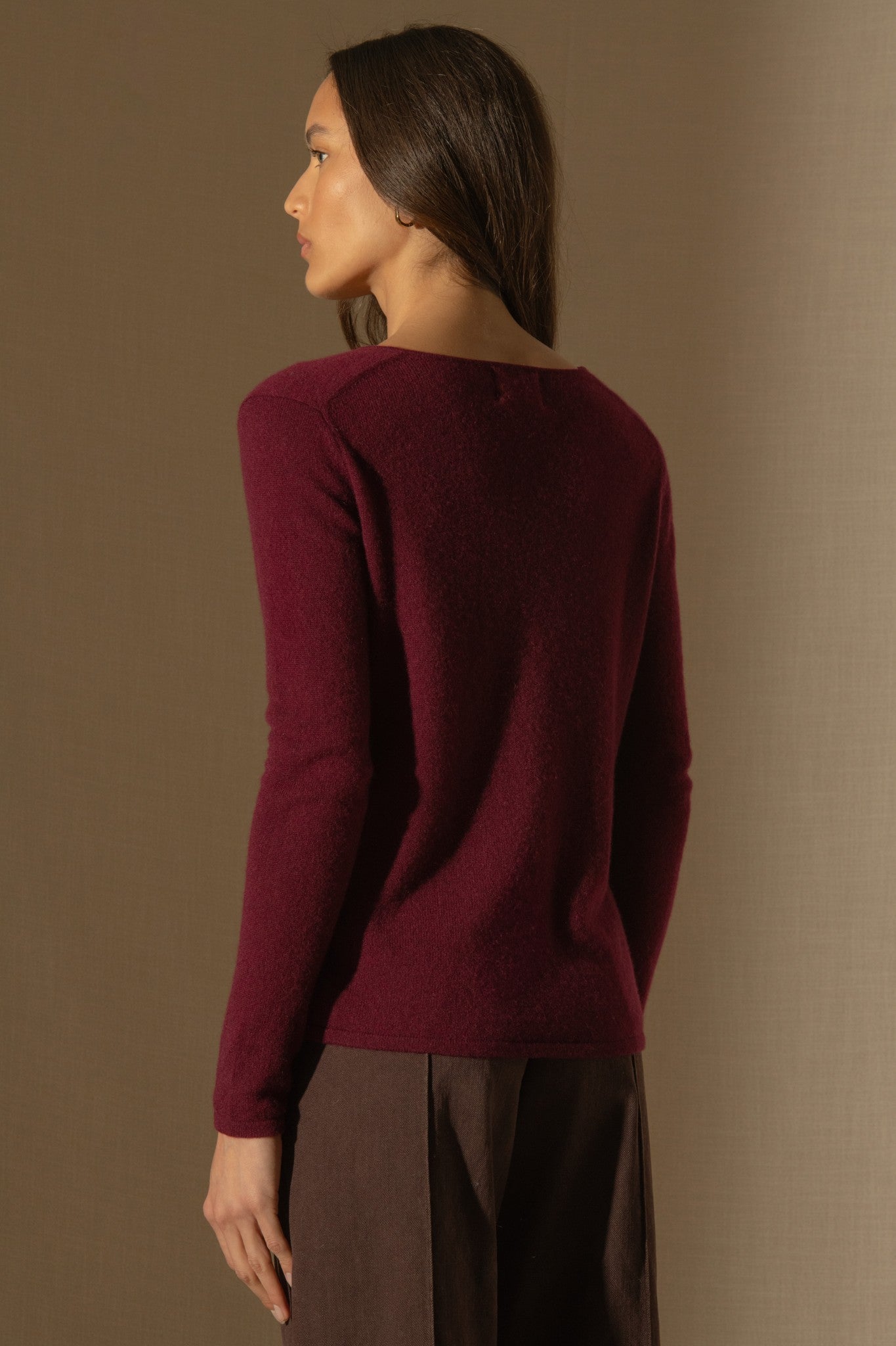 shannon pull col v bordeaux 100% cachemire