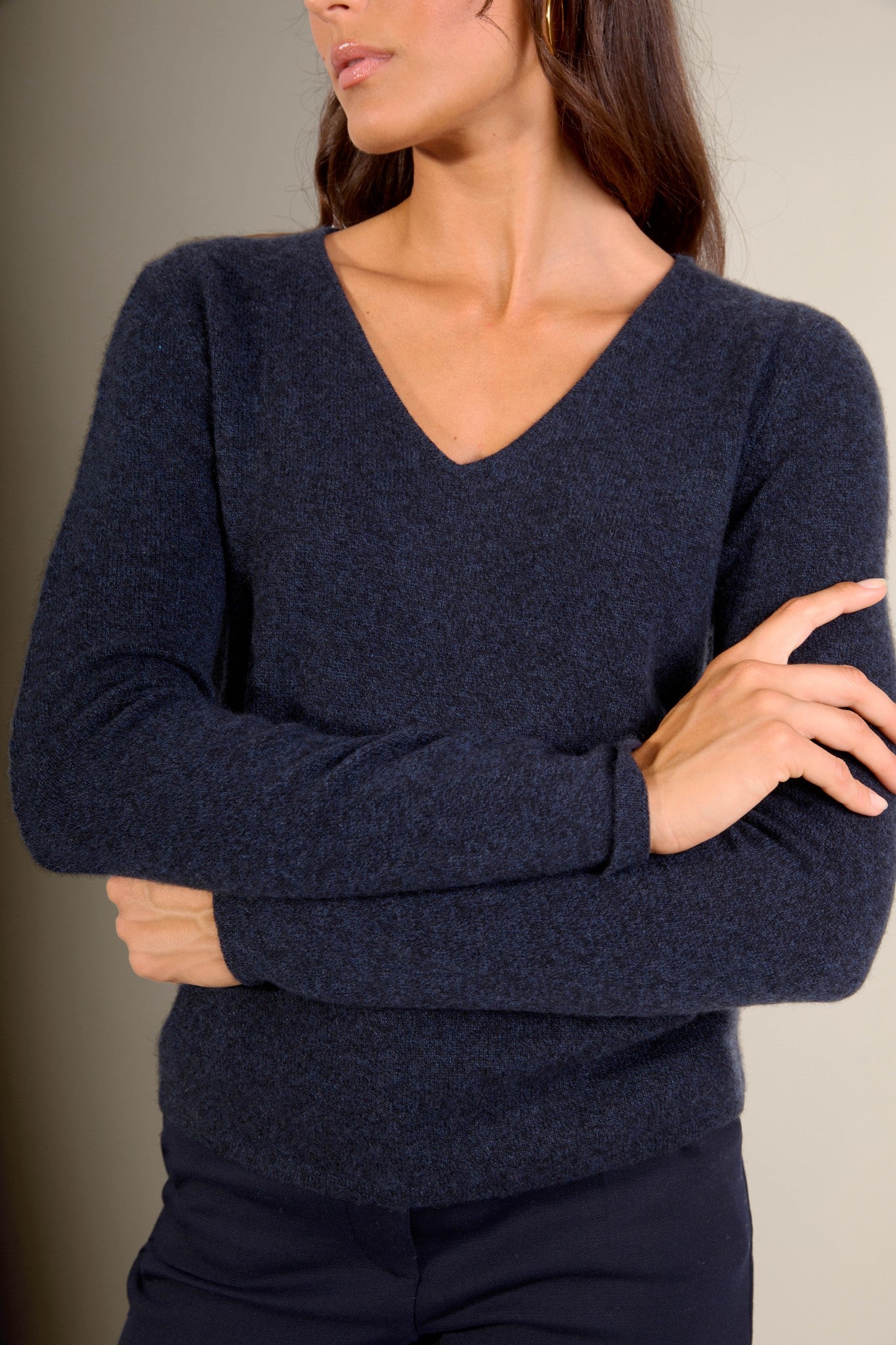 shannon pull col v caviar 100% cachemire