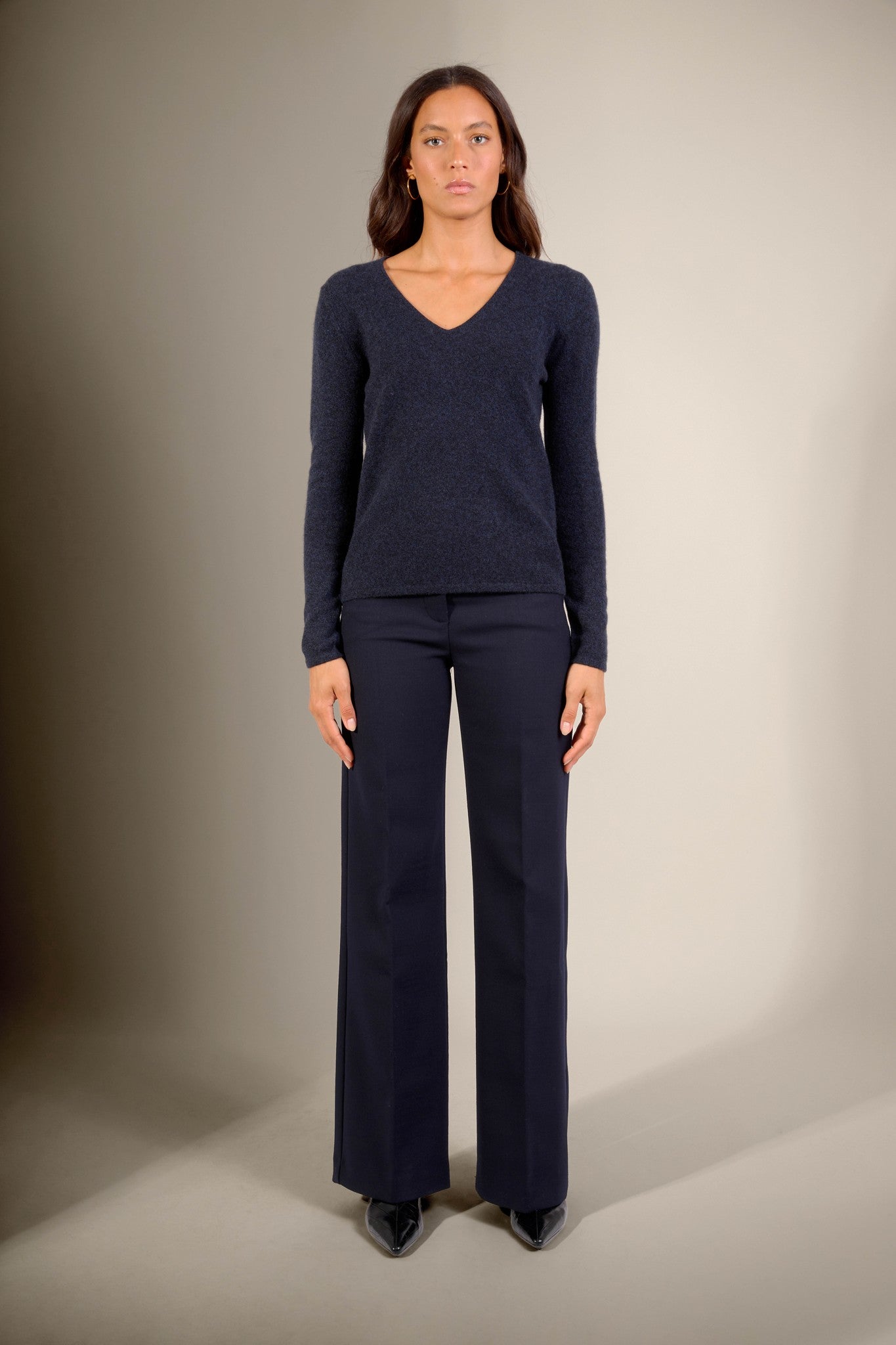 shannon pull col v caviar 100% cachemire