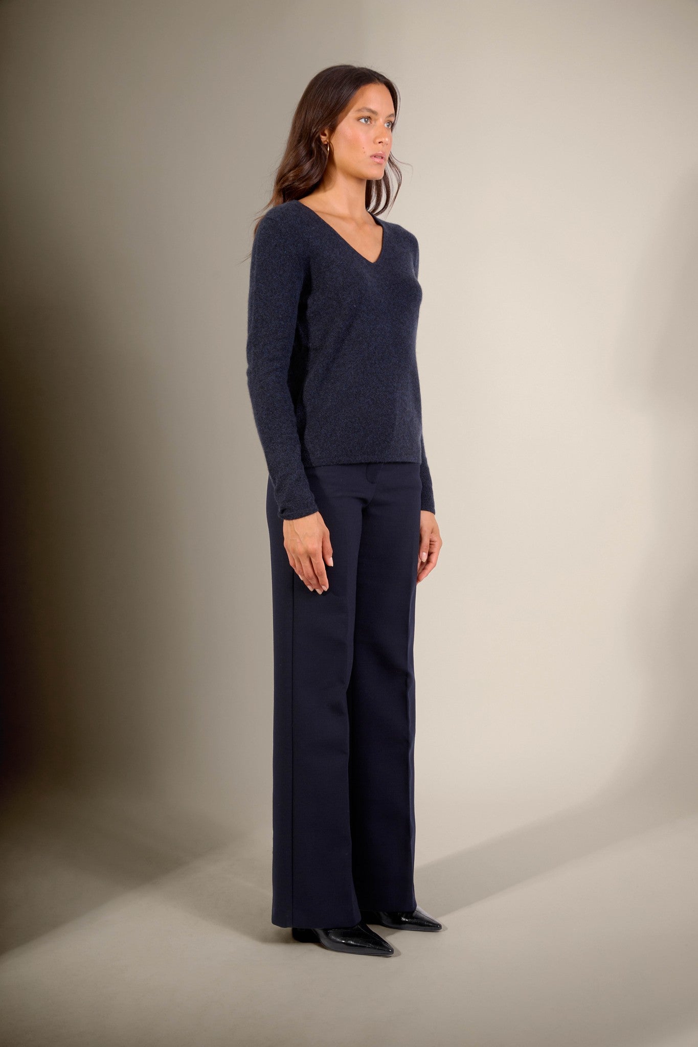 shannon pull col v caviar 100% cachemire