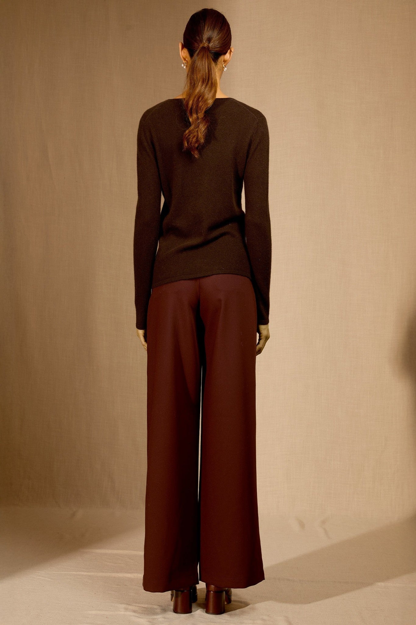 shannon pull col v choco 100% cachemire