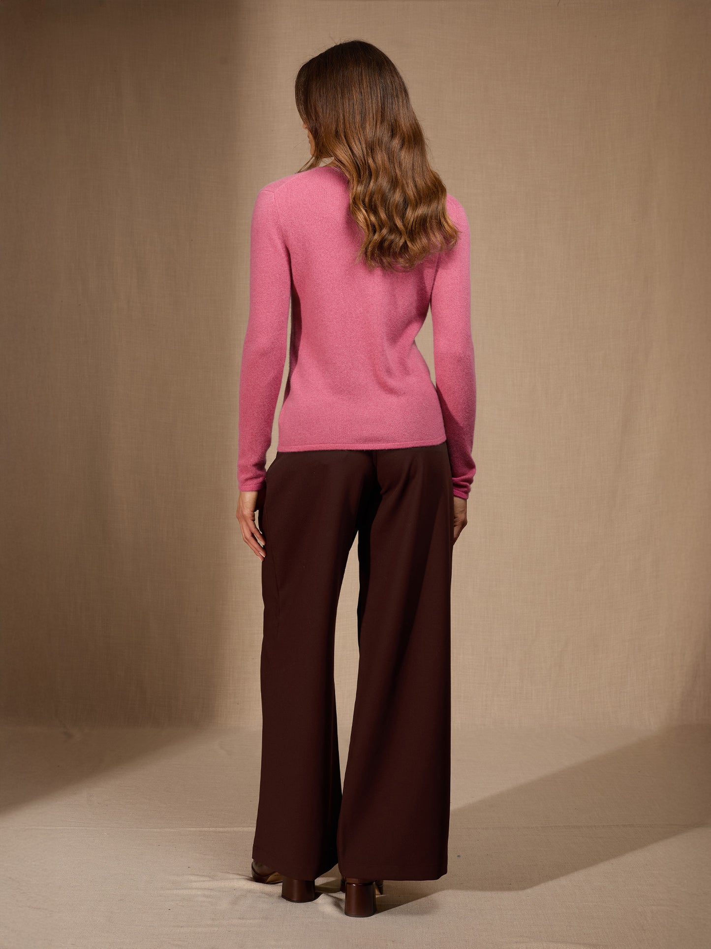 SHANNON pull col v fraise 100% cachemire