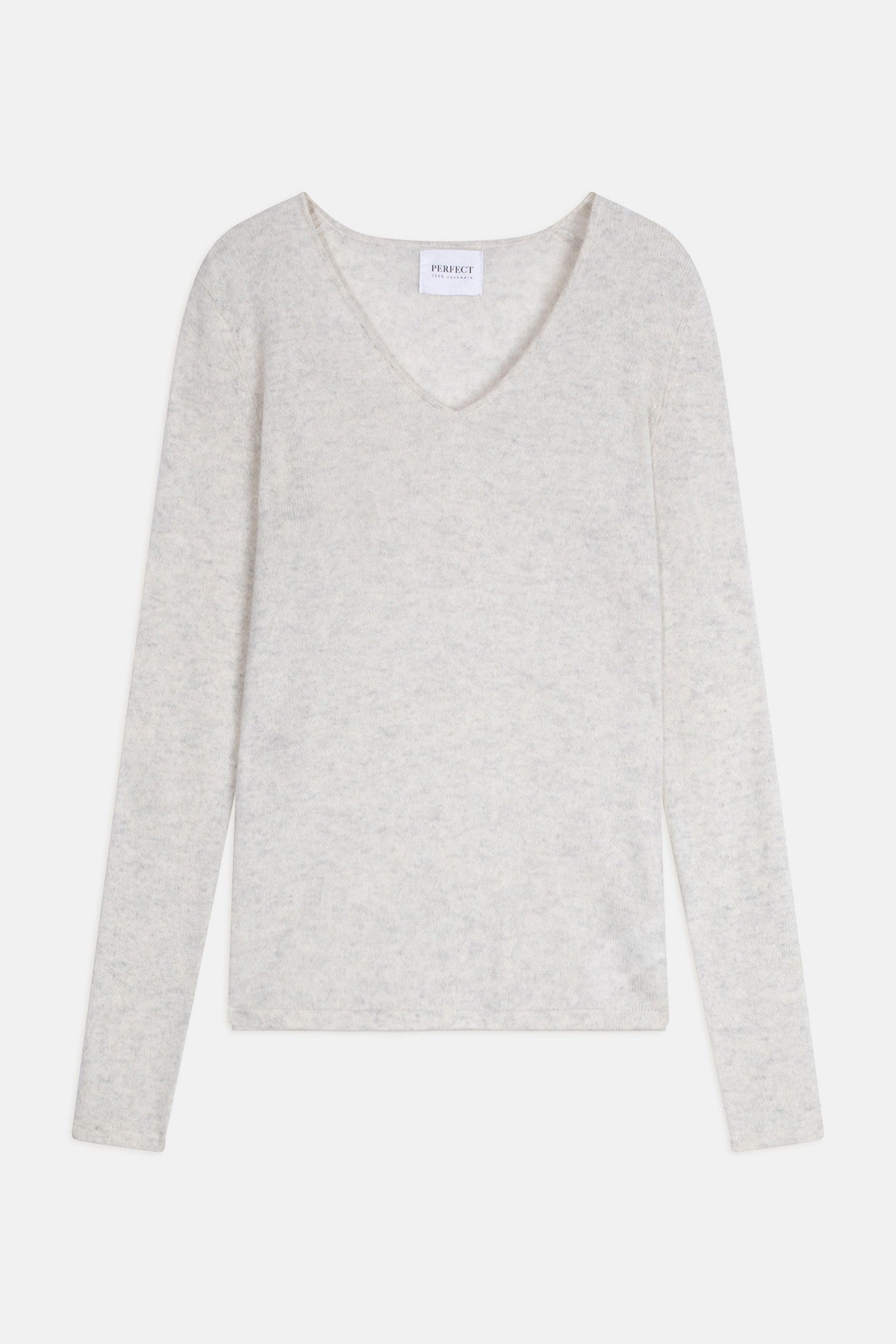 shannon pull col v gris perle chiné 100% cachemire