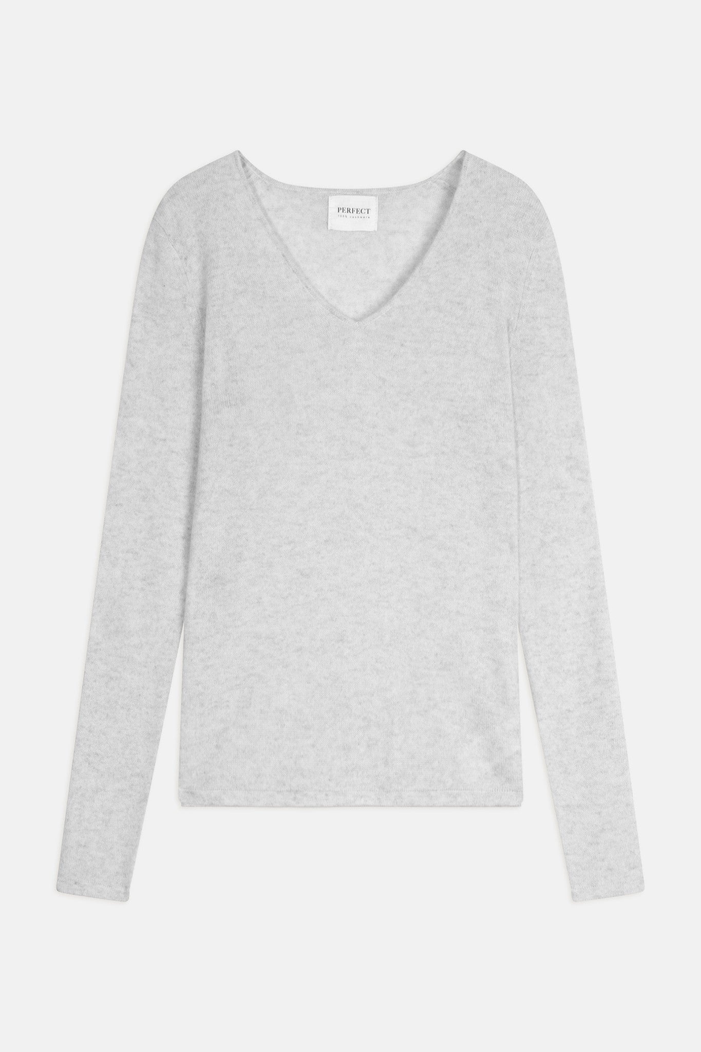 shannon pull col v gris perle chiné 100% cachemire