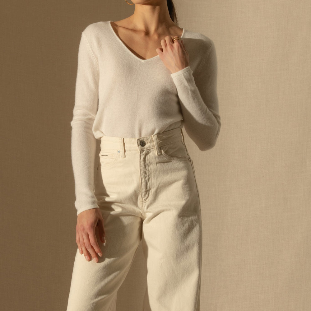 shannon pull col v navy 100% cachemire