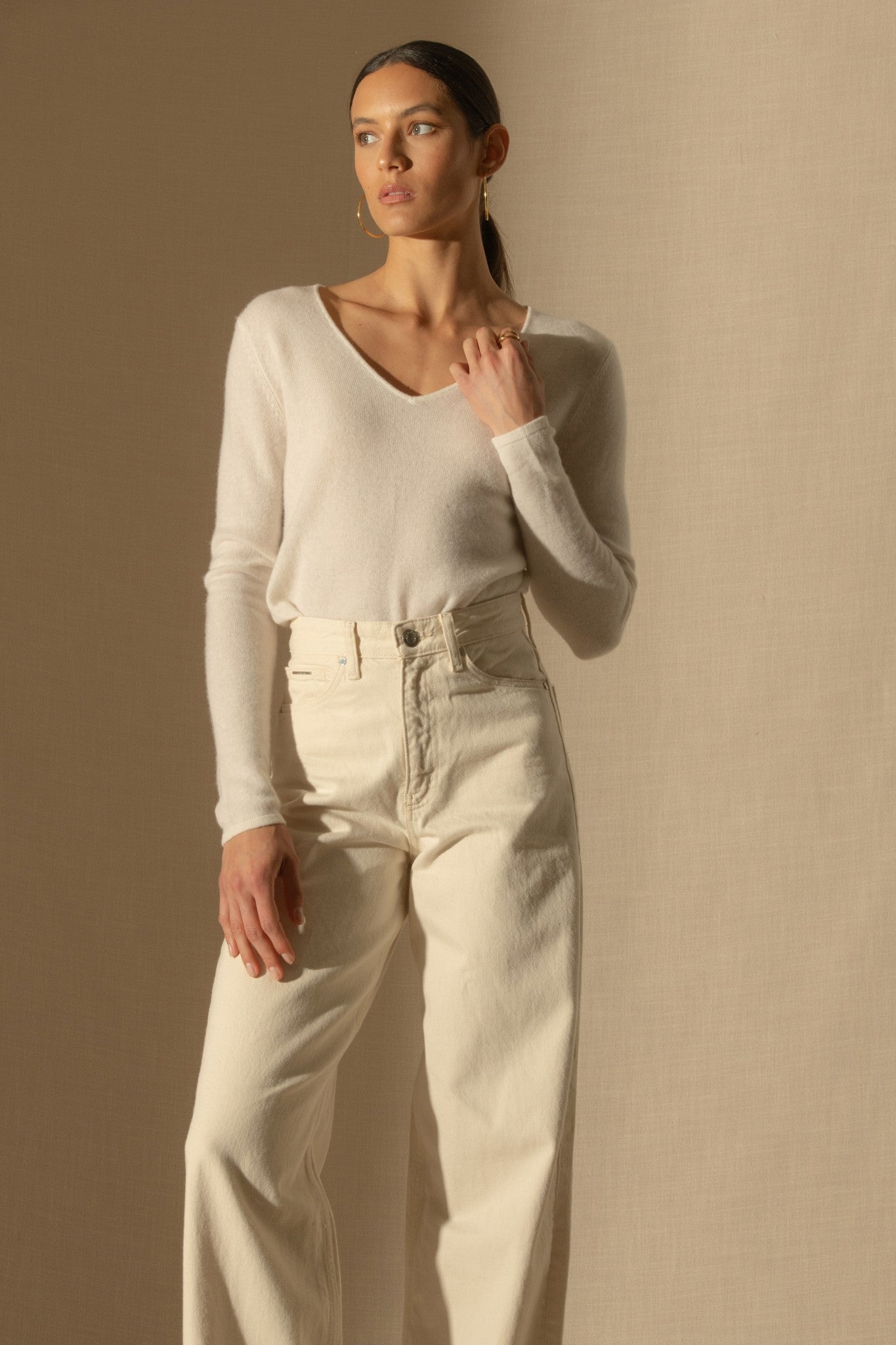 shannon pull col v navy 100% cachemire