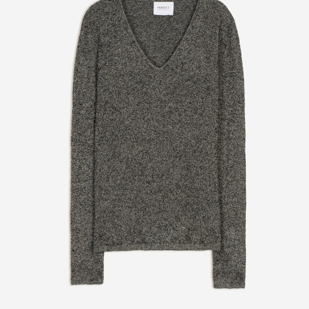 shannon pull col v noir/blanc 100% cachemire