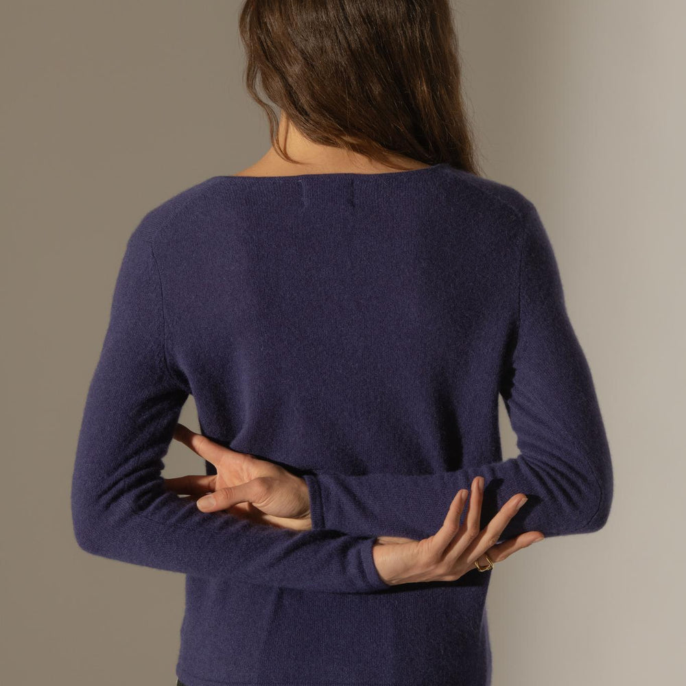 SHANNON pull col v purple 100% cachemire