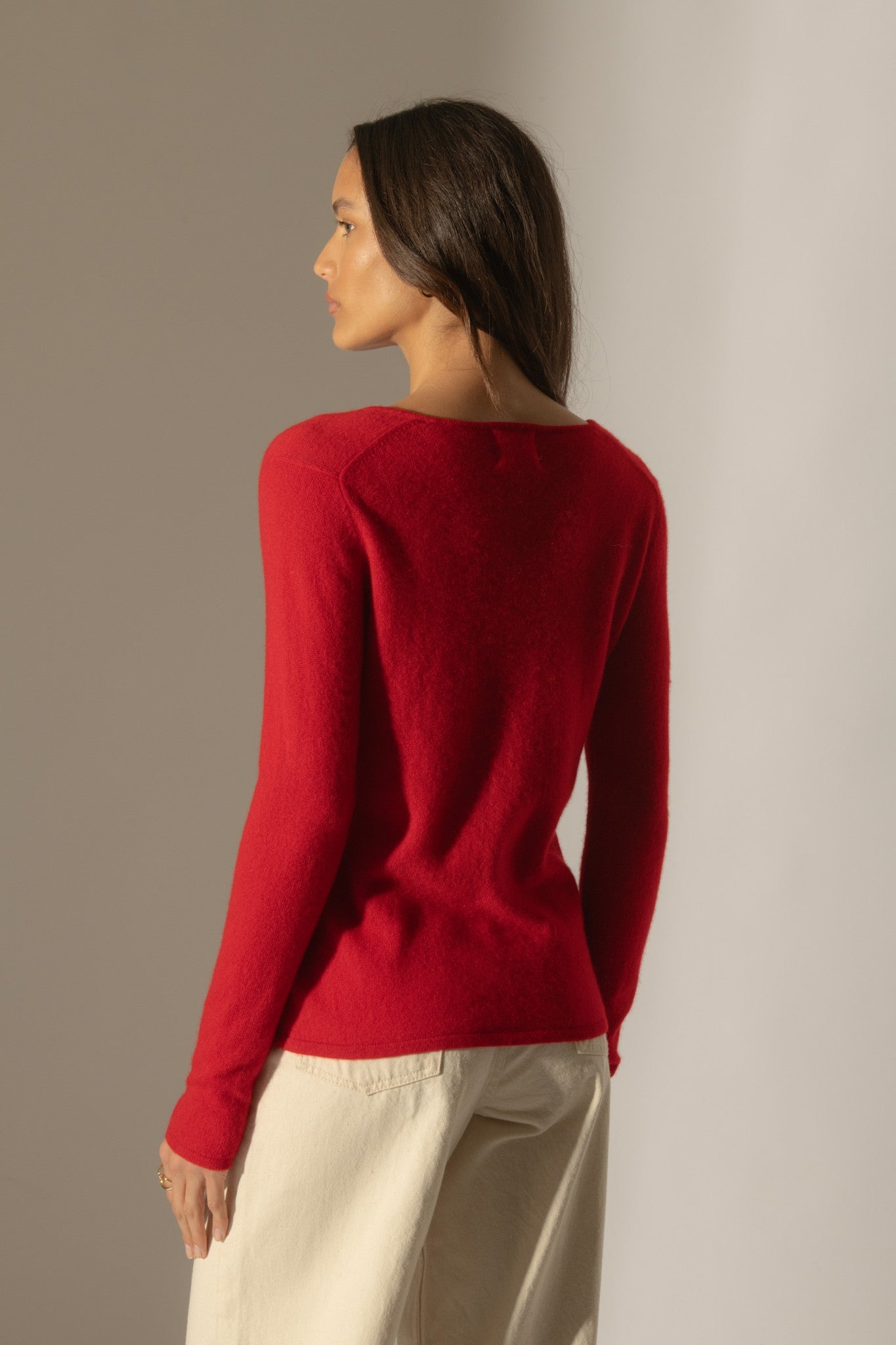 shannon pull col v rouge 100% cachemire