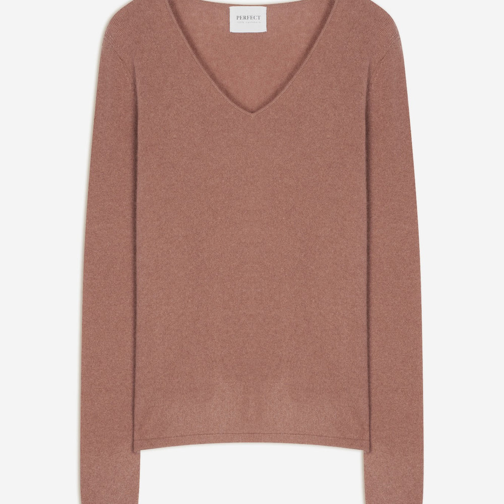 shannon pull col v terracota 100% cachemire