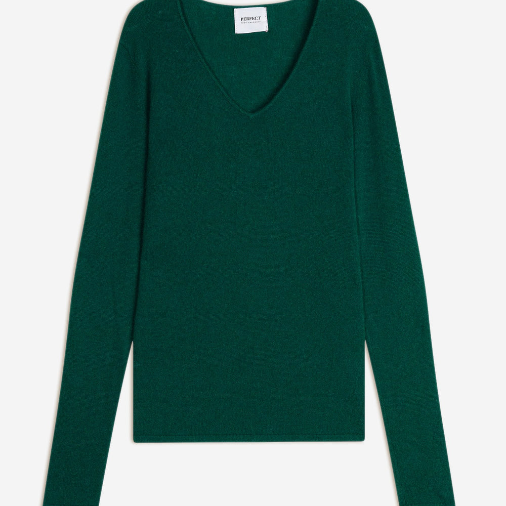 shannon pull col v vert anglais 100% cachemire