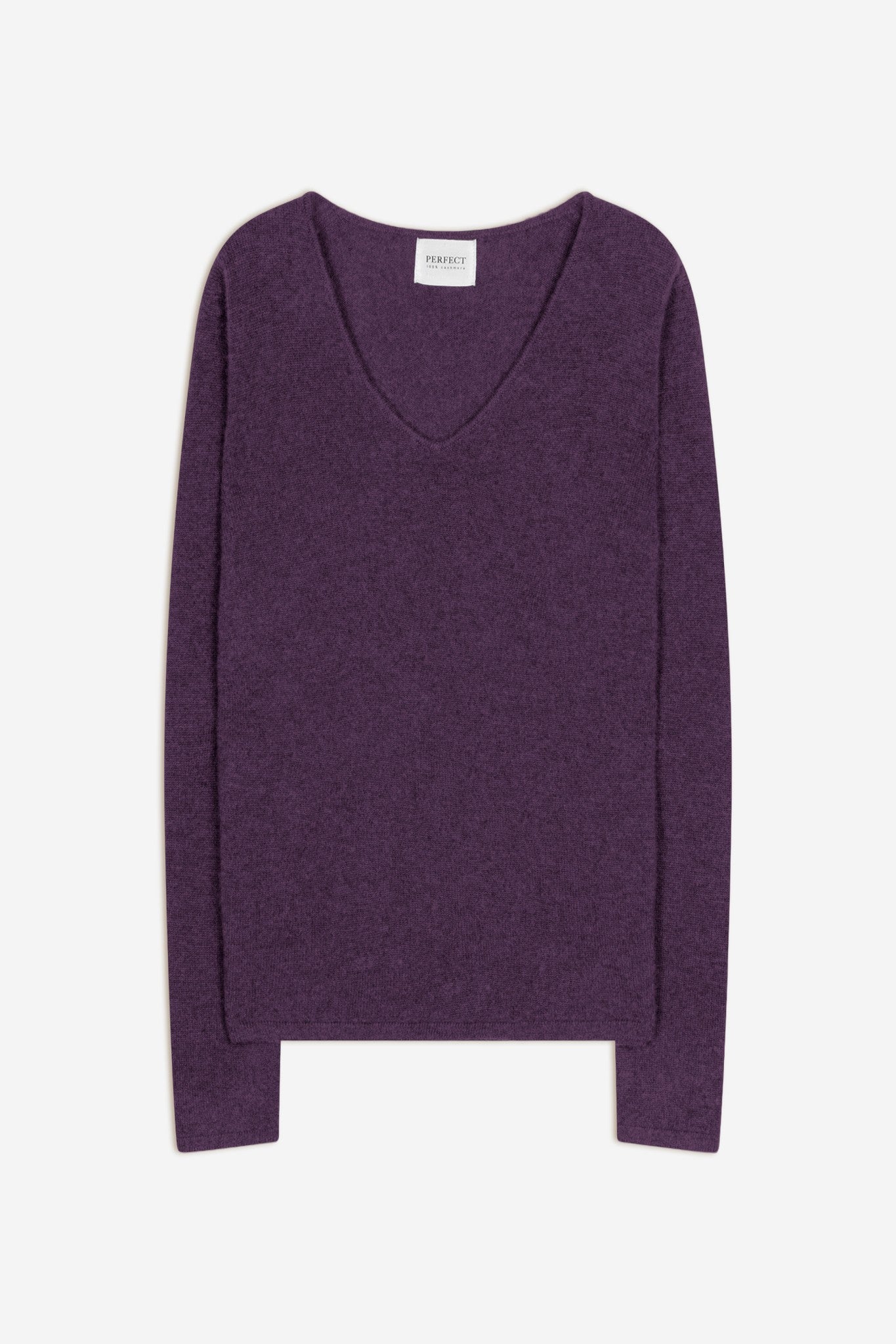 shannon pull col v violet chiné 100% cachemire