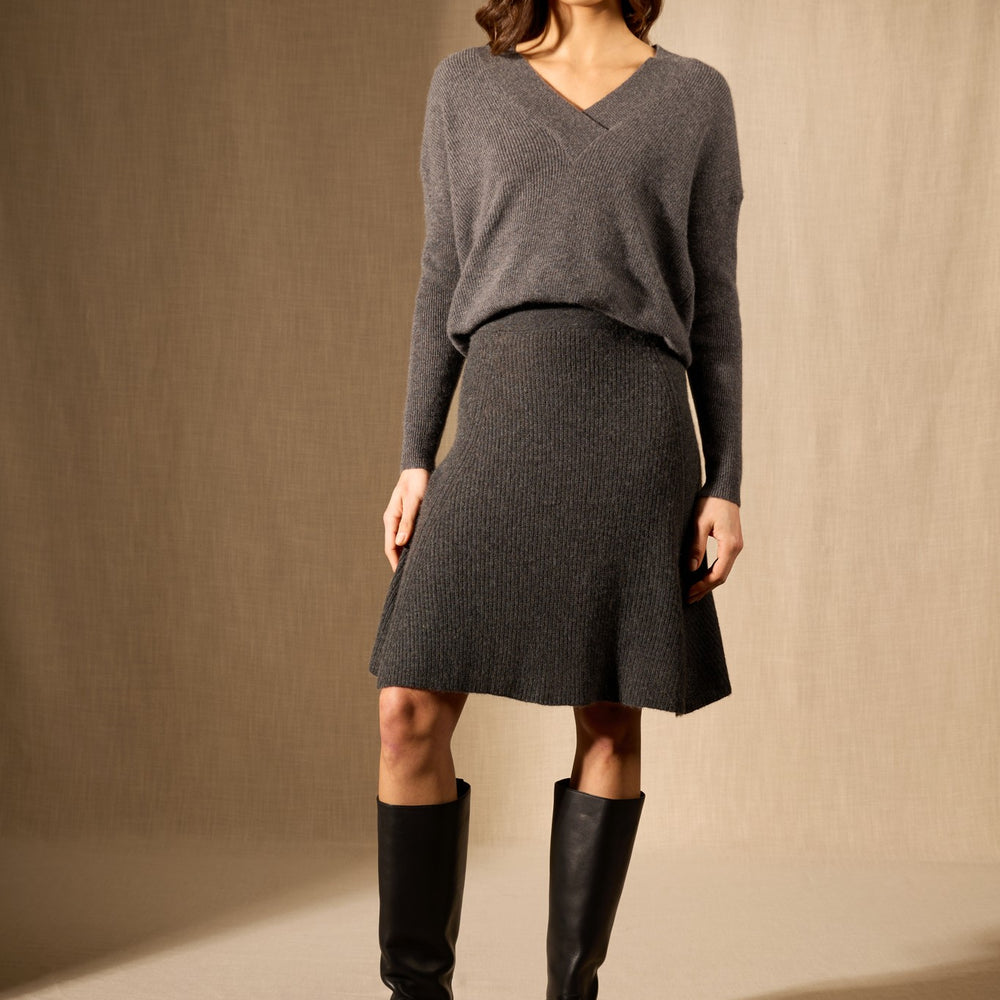 shaw jupe carbone chiné 100% cachemire