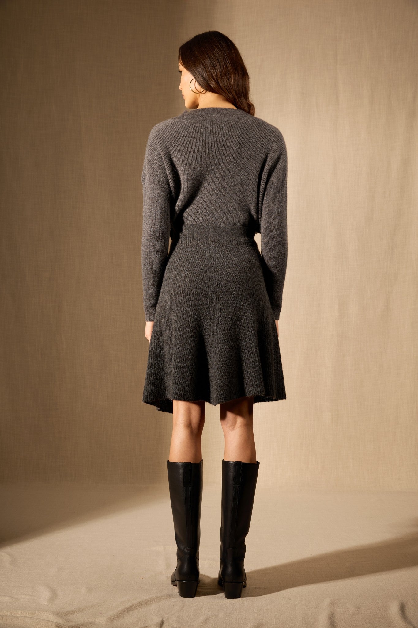 shaw jupe carbone chiné 100% cachemire