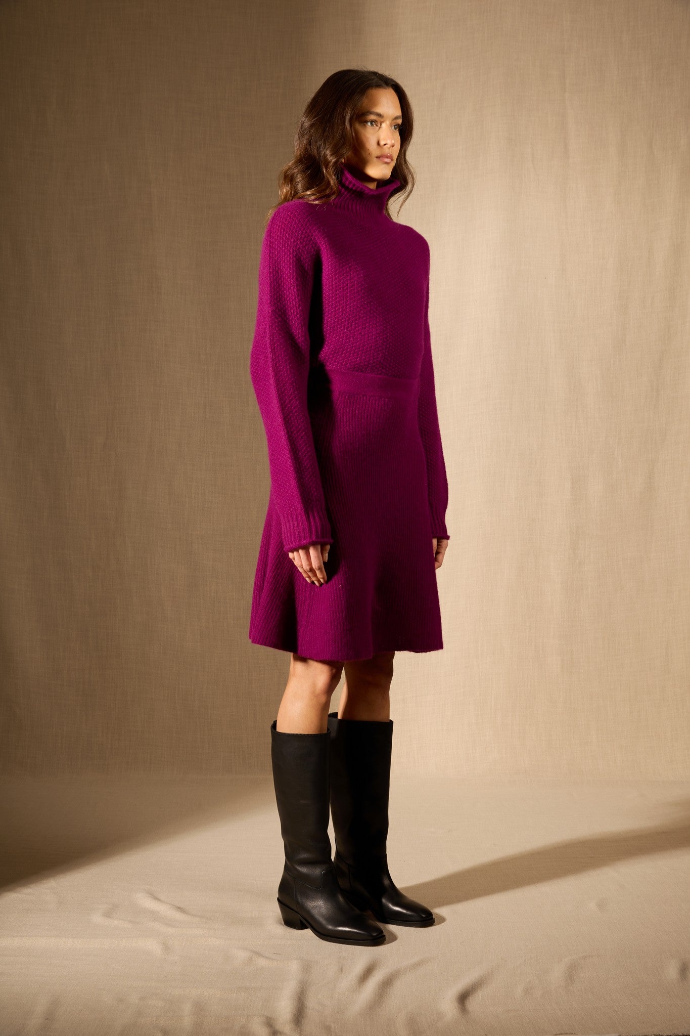 shaw jupe prune 100% cachemire