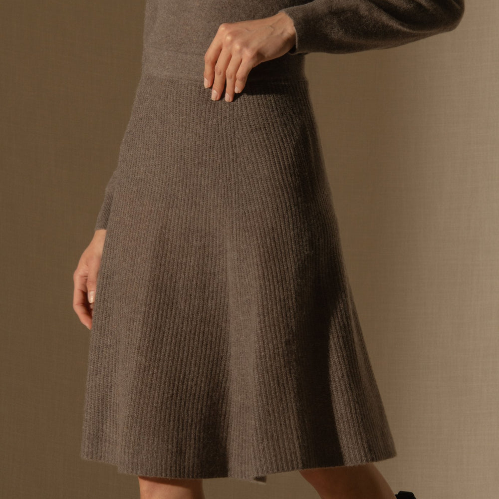 shaw jupe taupe chiné 100% cachemire