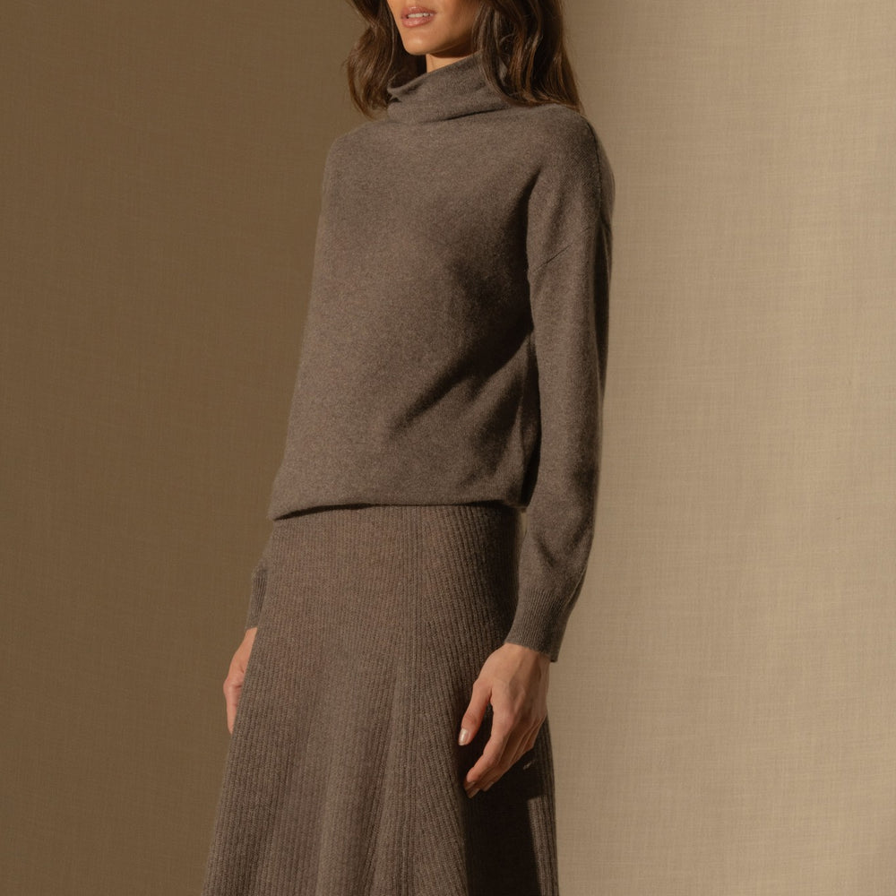 shaw jupe taupe chiné 100% cachemire