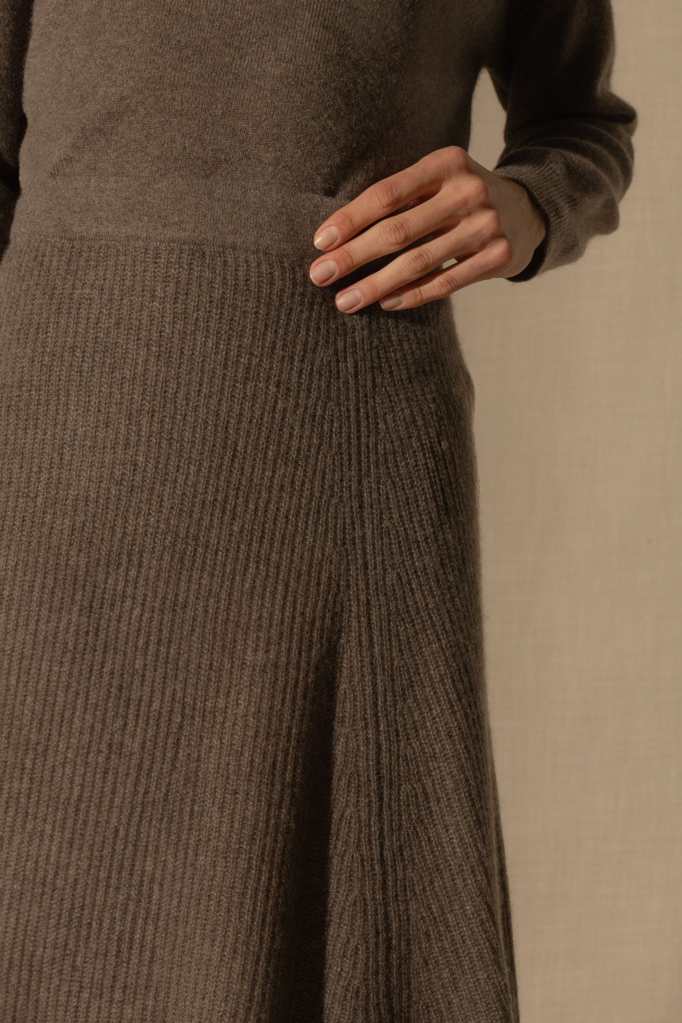 shaw jupe taupe chiné 100% cachemire