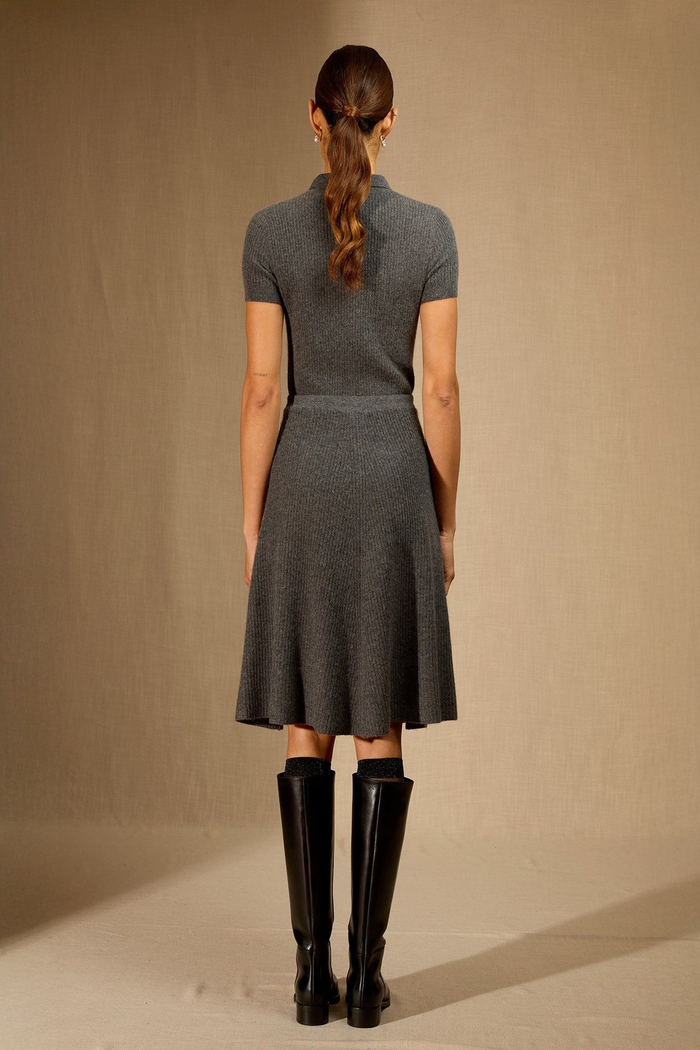 sinead polo anthracite chiné 100% cachemire