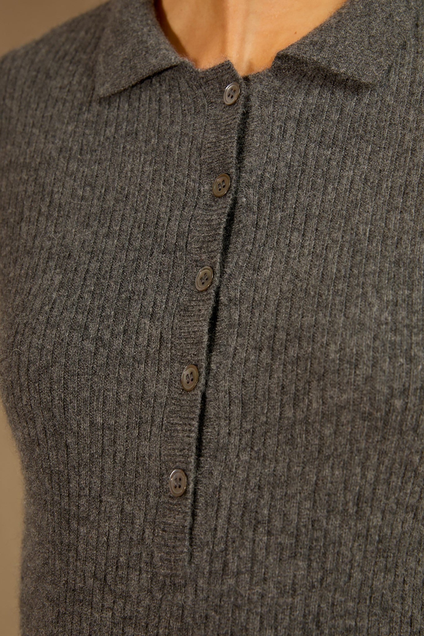 sinead polo anthracite chiné 100% cachemire