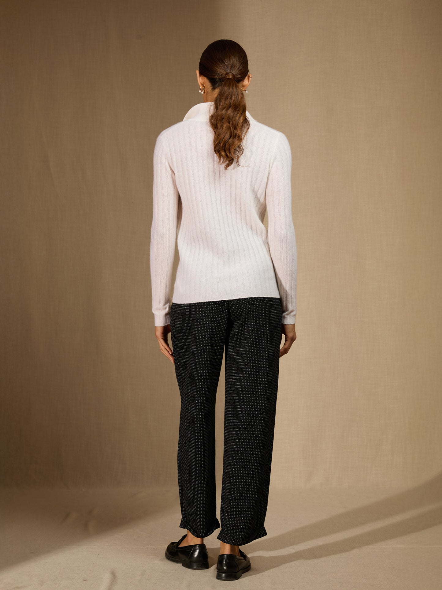 SKAMAR pull col polo ouvert neige 100% cachemire