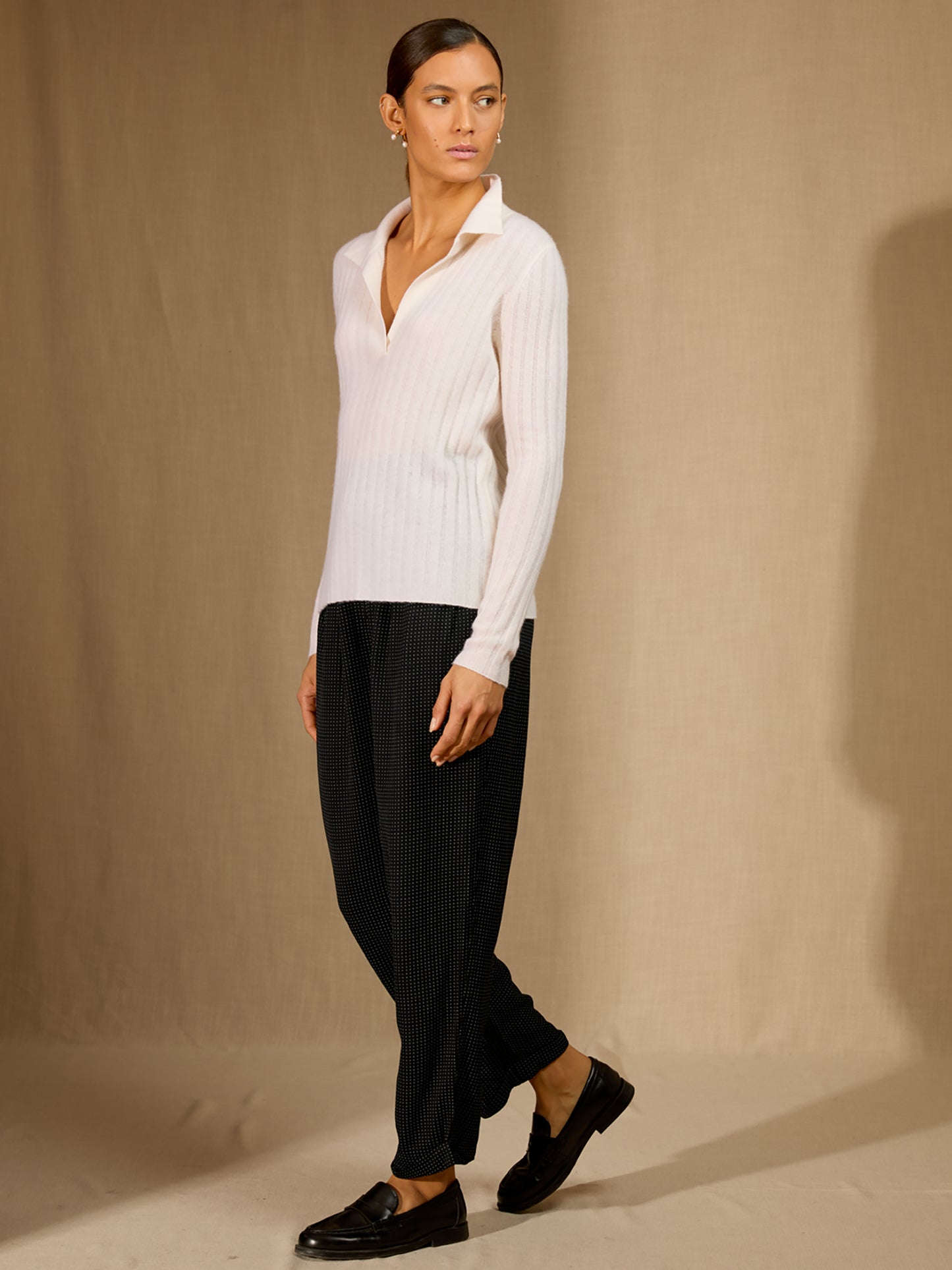 SKAMAR pull col polo ouvert neige 100% cachemire