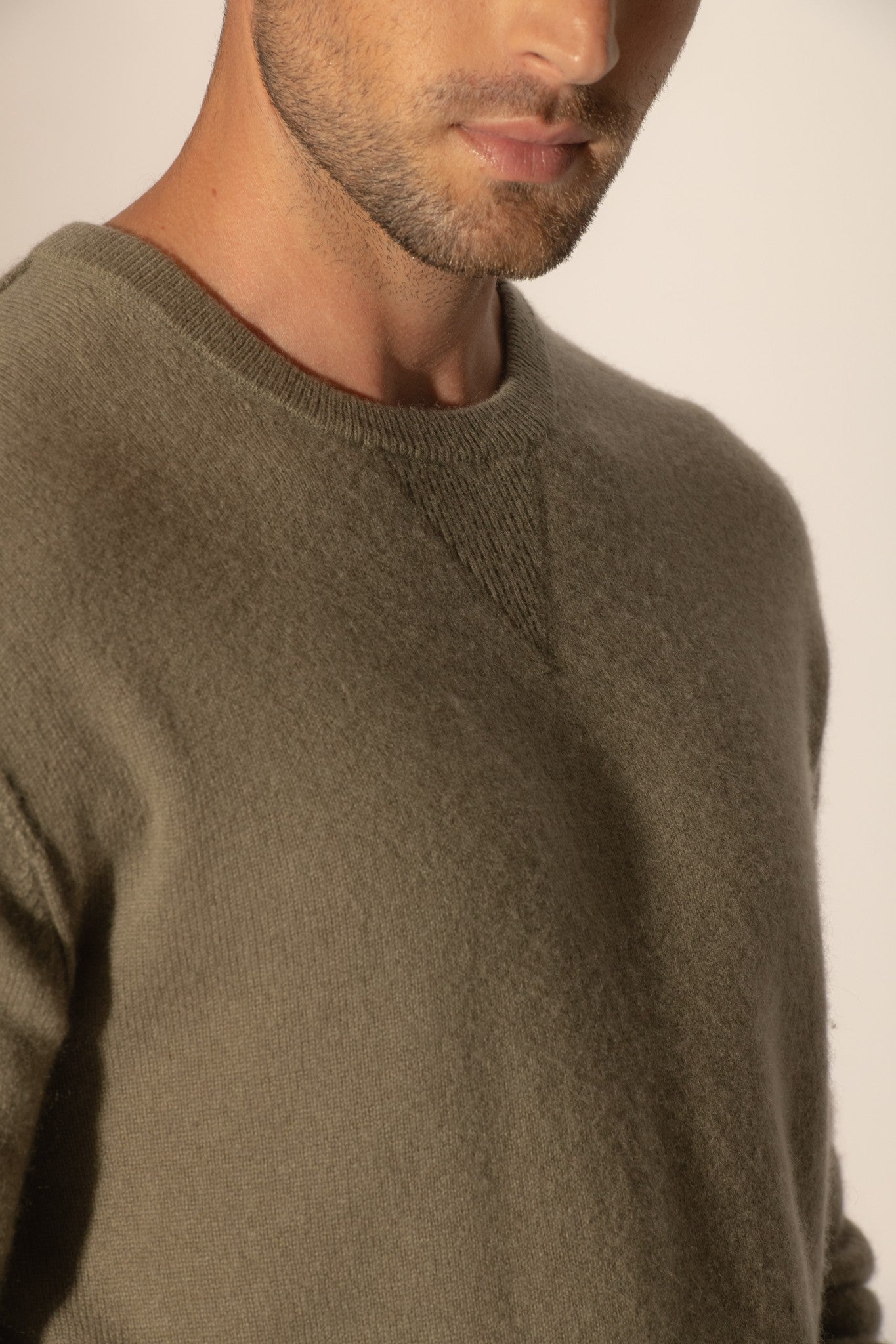 soan pull col rond army 100% cachemire