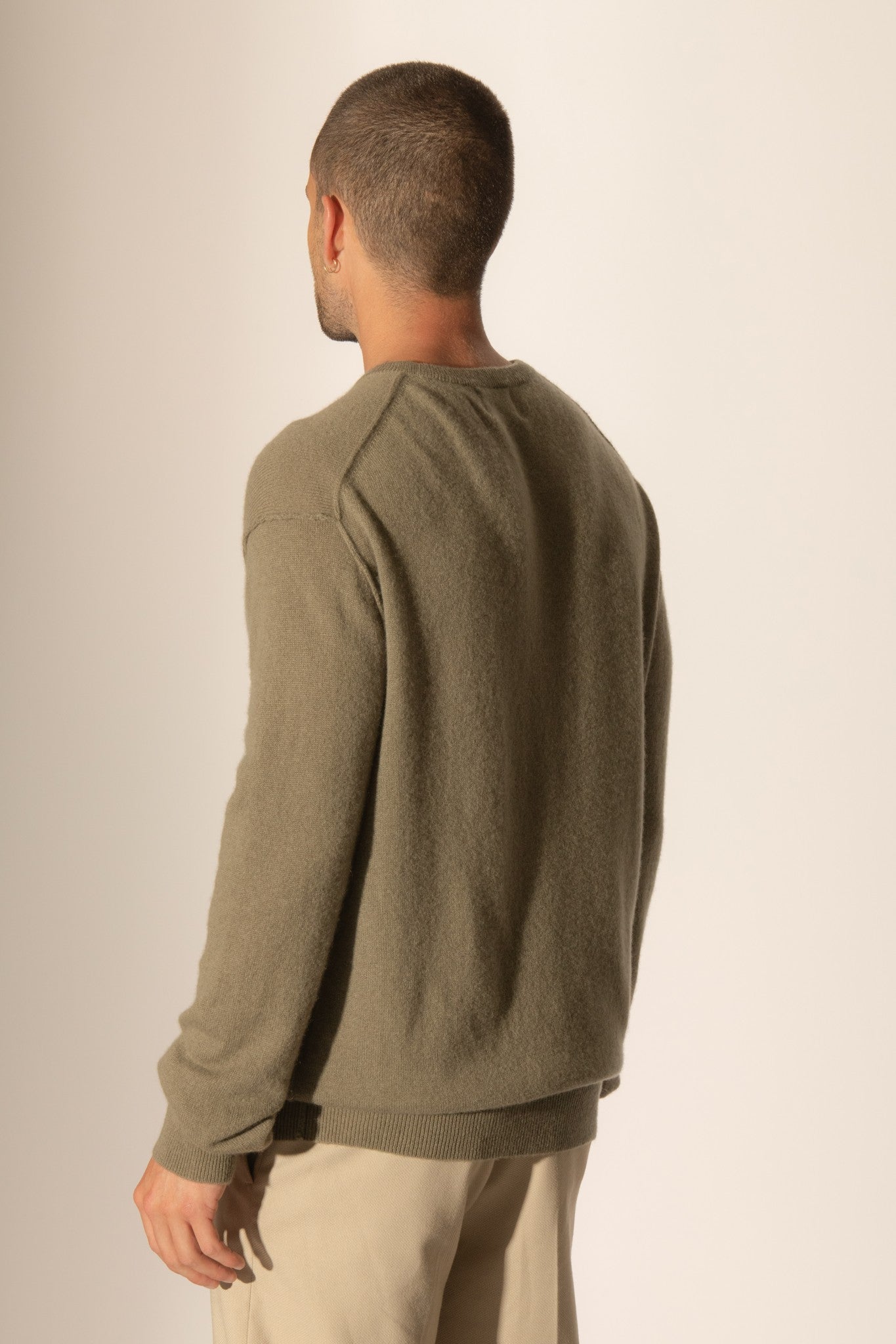 soan pull col rond army 100% cachemire