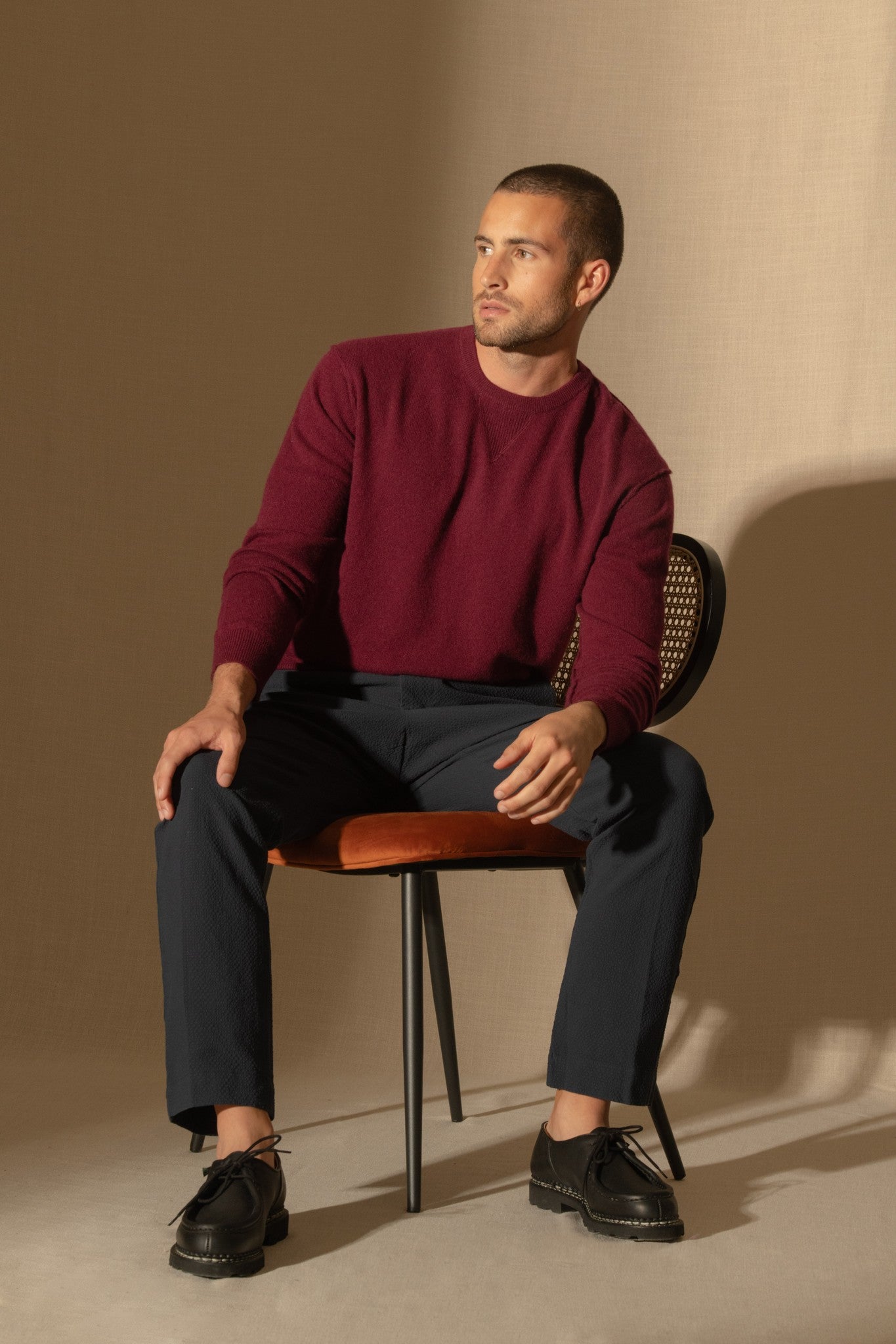 soan pull col rond bordeaux 100% cachemire