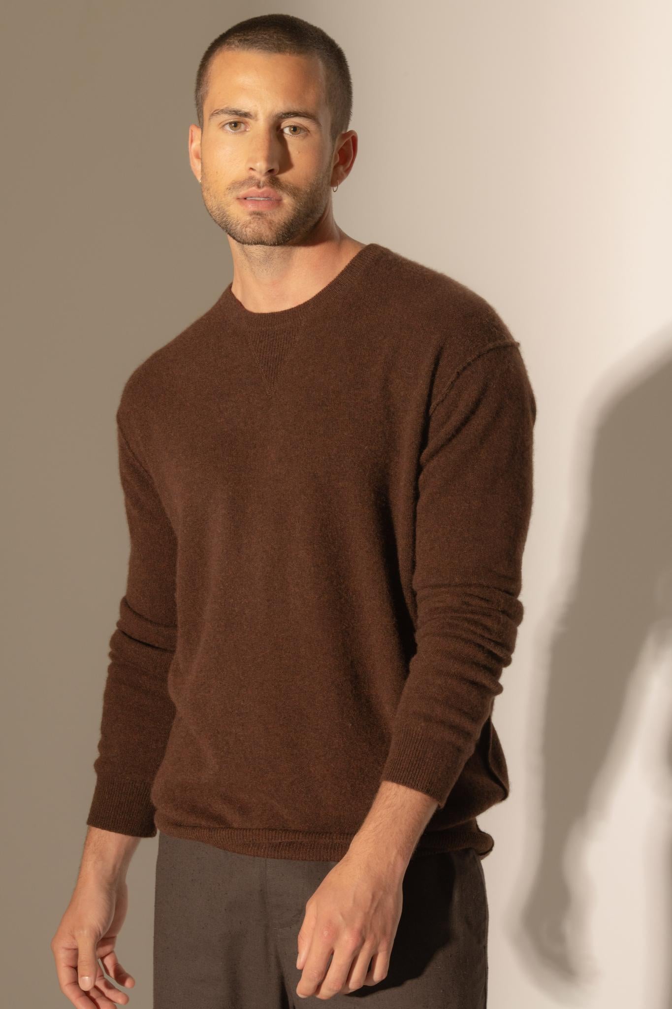 SOAN pull col rond café 100% cachemire