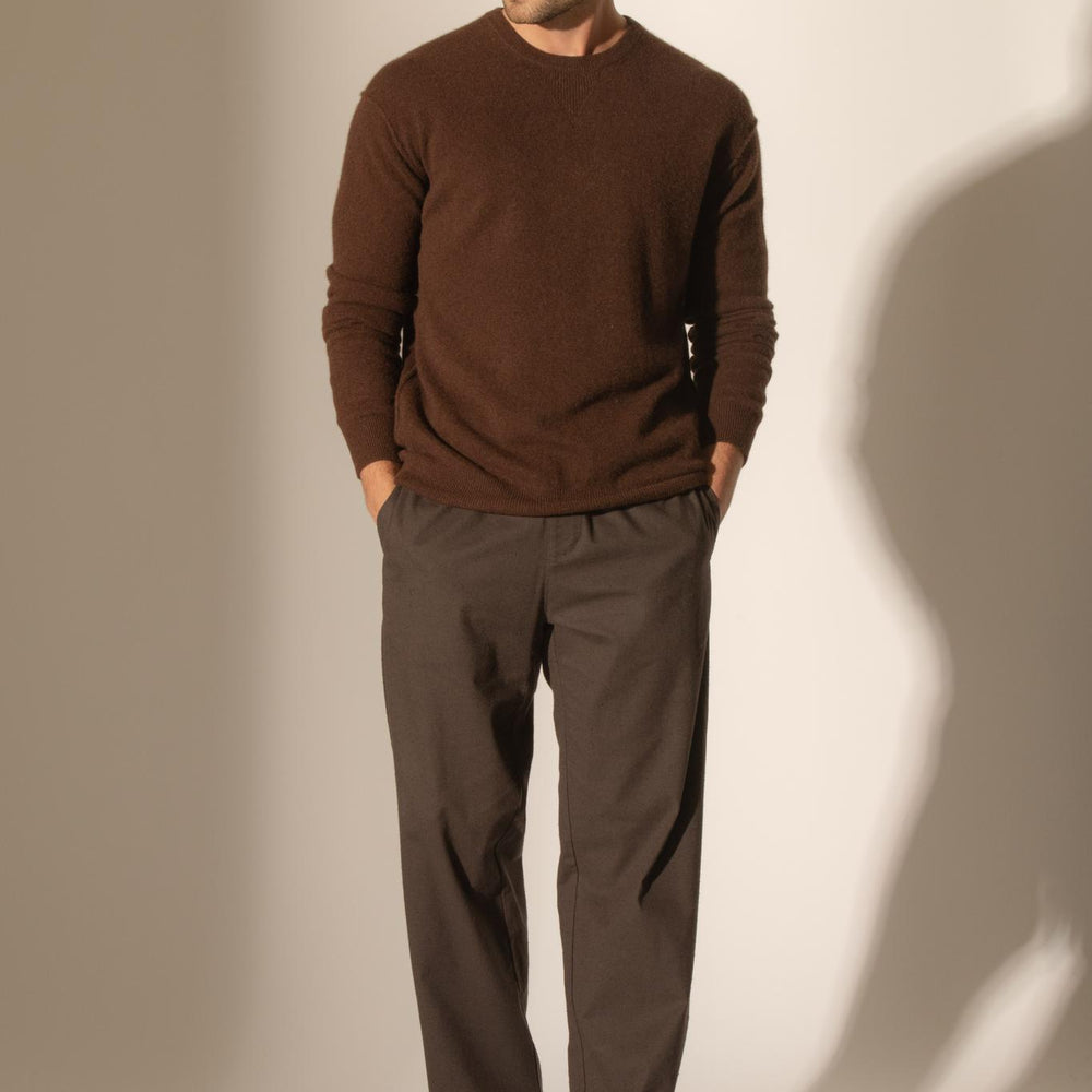 SOAN pull col rond café 100% cachemire