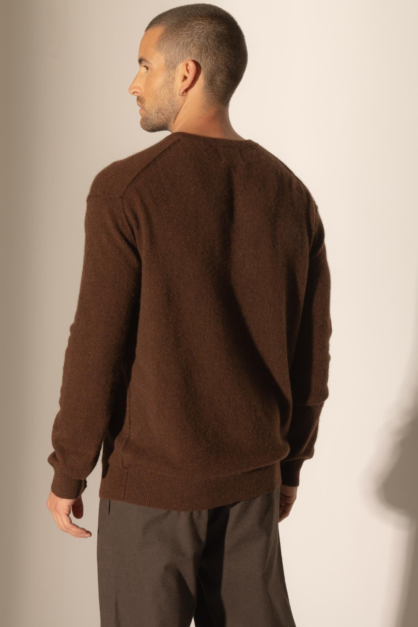 SOAN pull col rond café 100% cachemire
