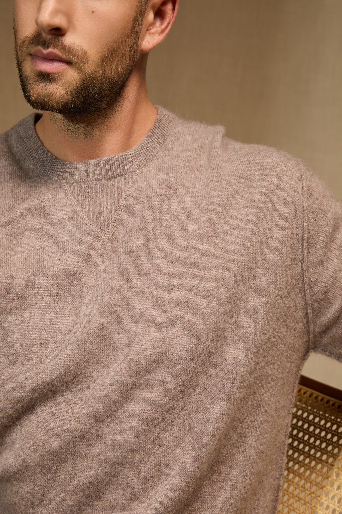 soan pull col rond caribou chiné 100% cachemire