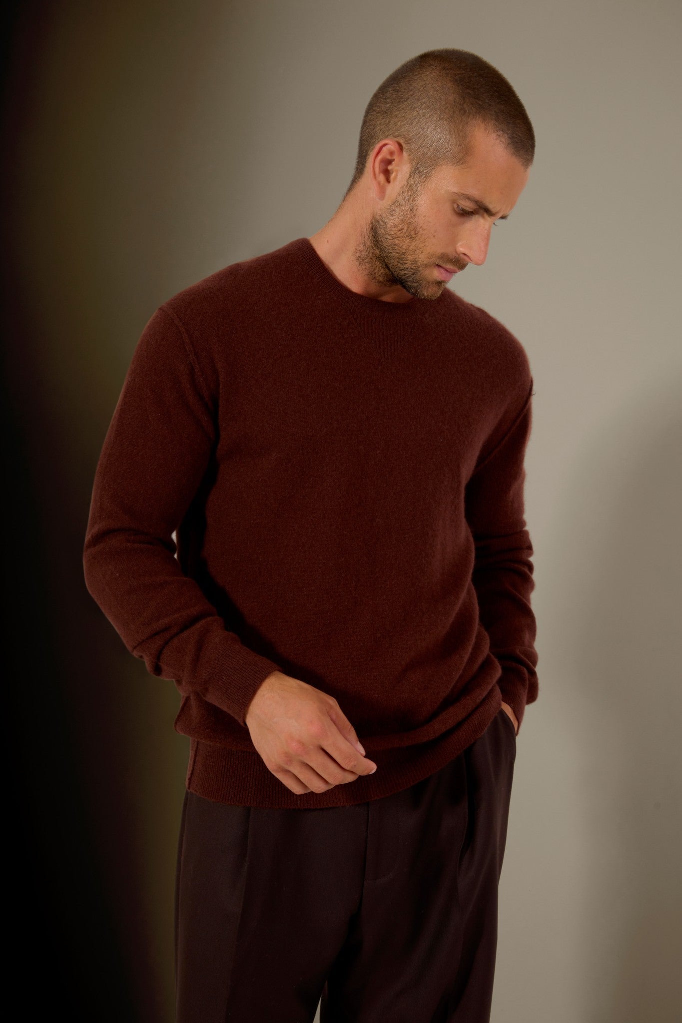 soan pull col rond espresso 100% cachemire