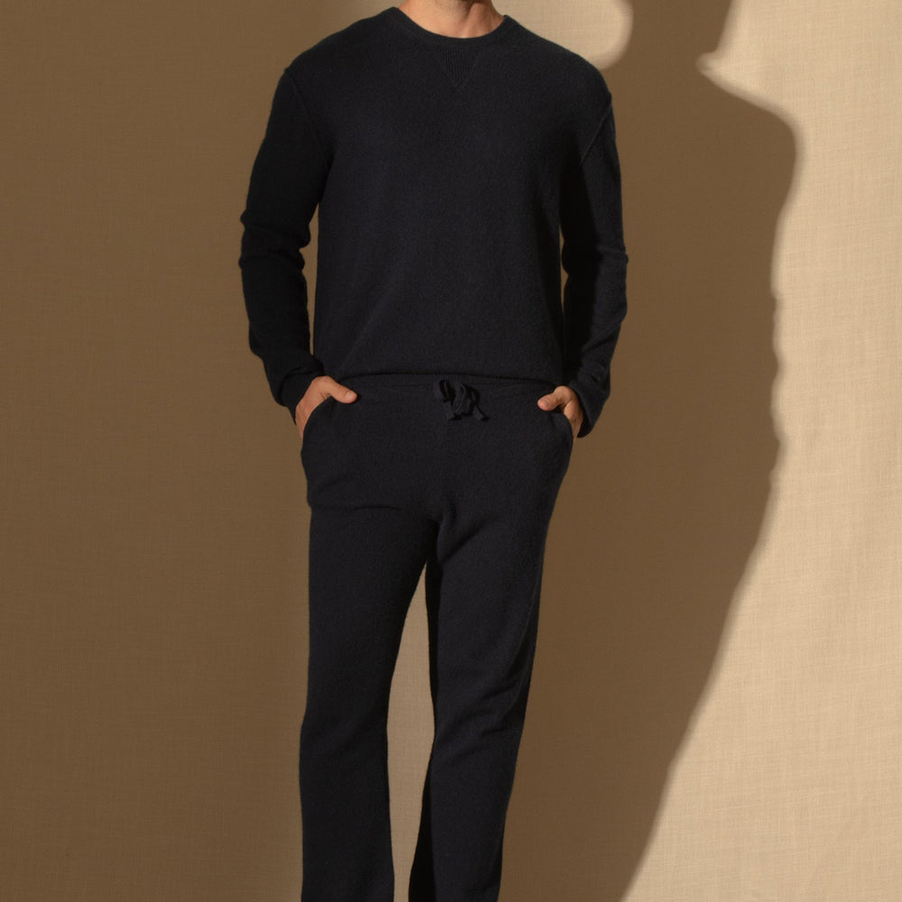 soan pull col rond navy 100% cachemire