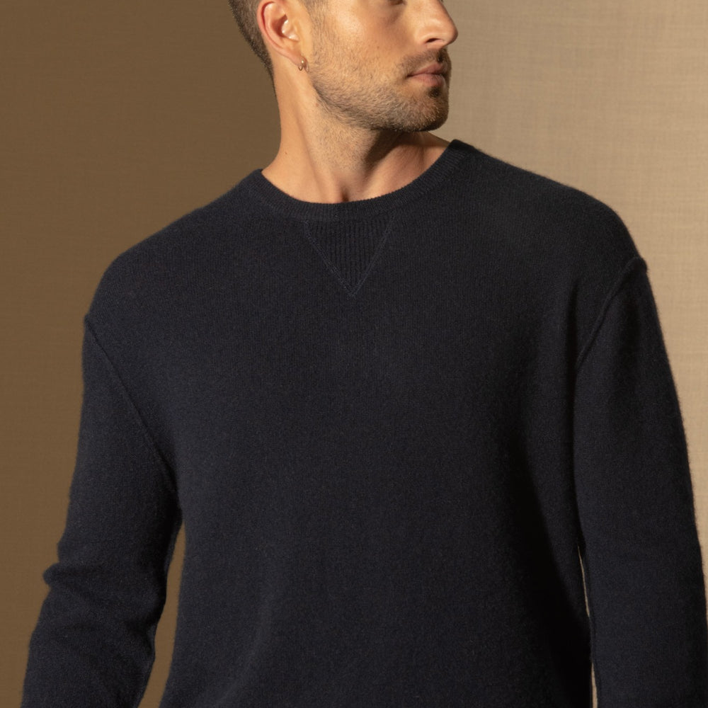 soan pull col rond navy 100% cachemire