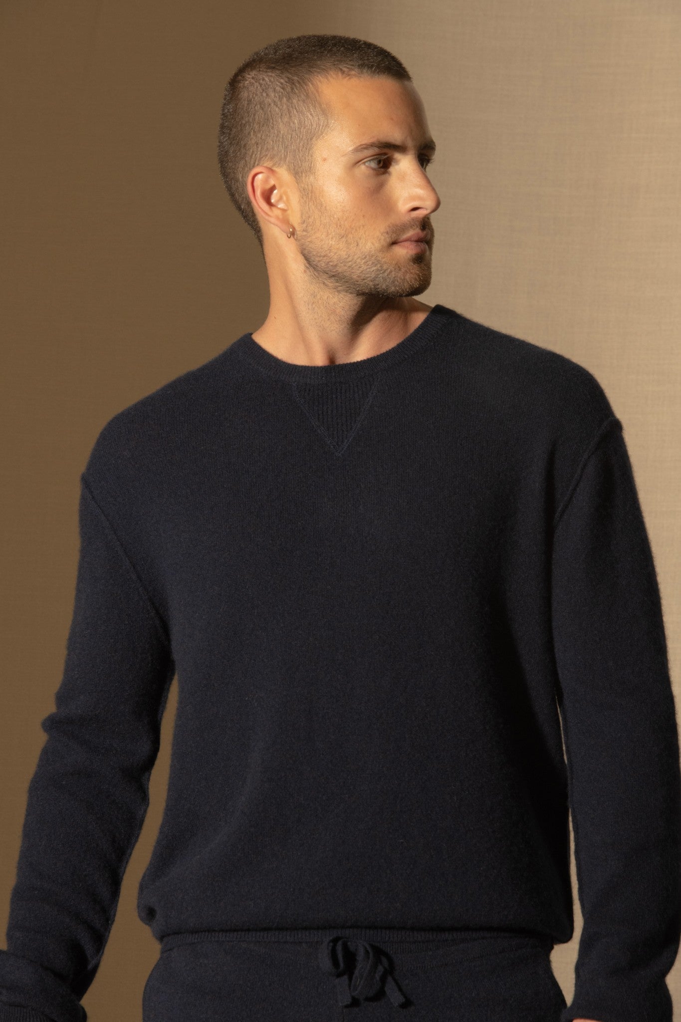 soan pull col rond navy 100% cachemire