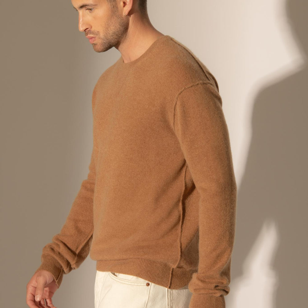 SOAN pull col rond noisette 100% cachemire